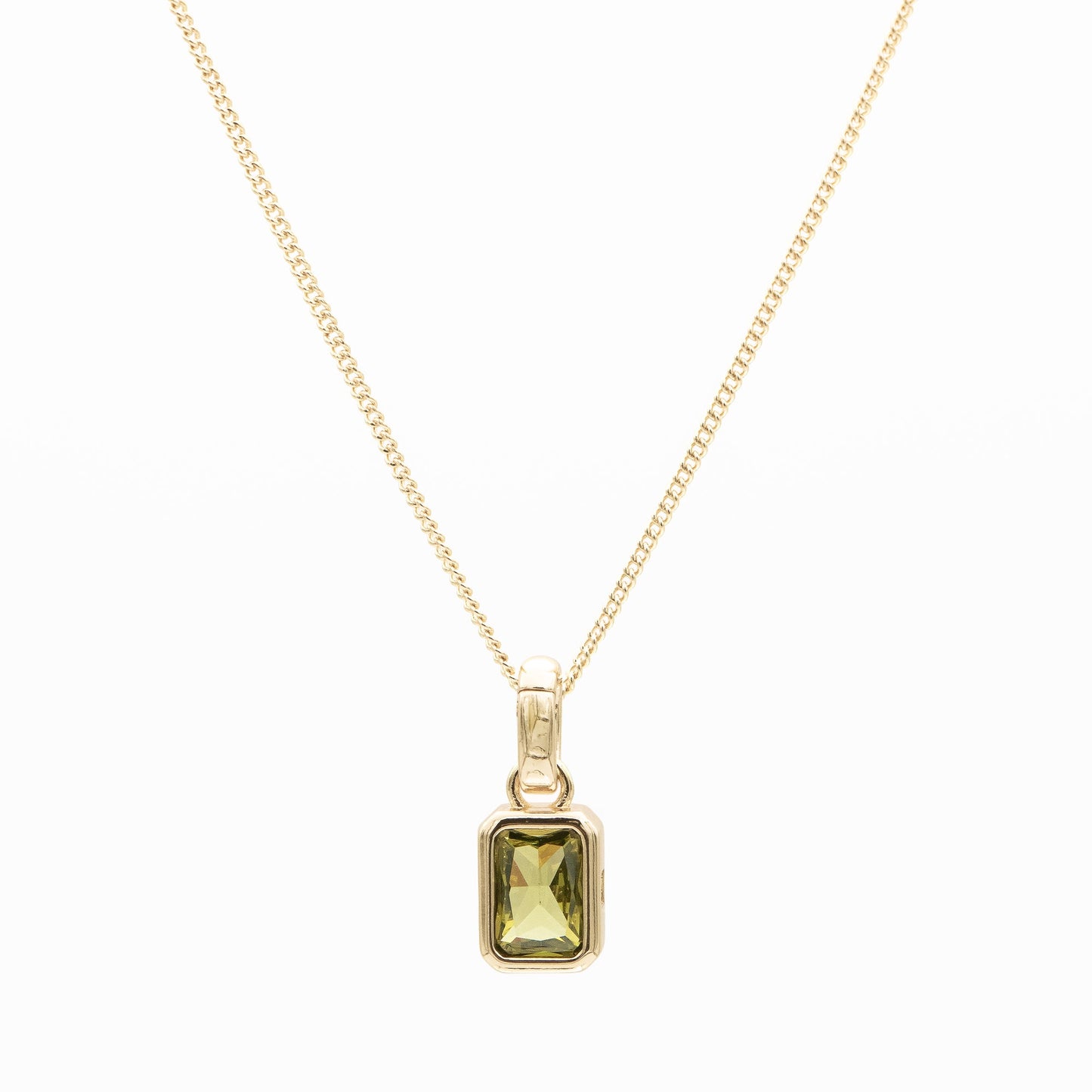 Emerald Cut Birthstone Necklace