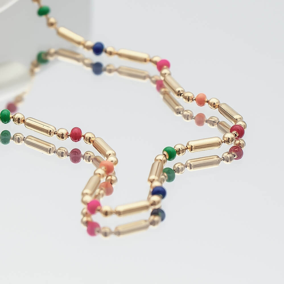 Elsie Rainbow Bead Necklace - ISMI JEWELS