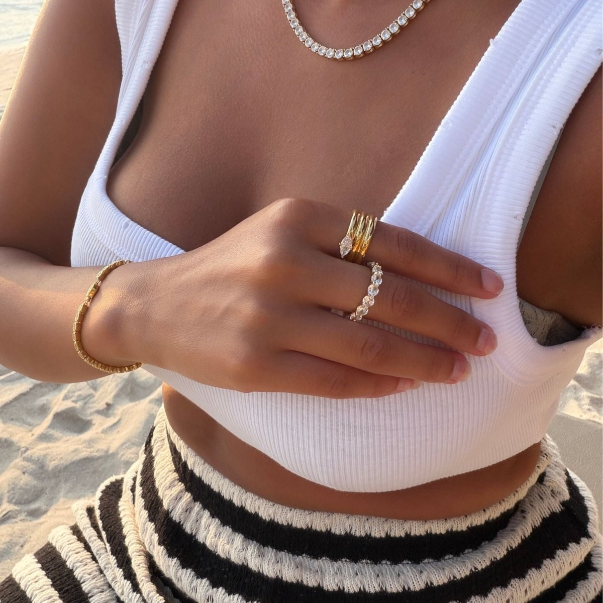 Emilia Double Band Stone Ring - ISMI JEWELS