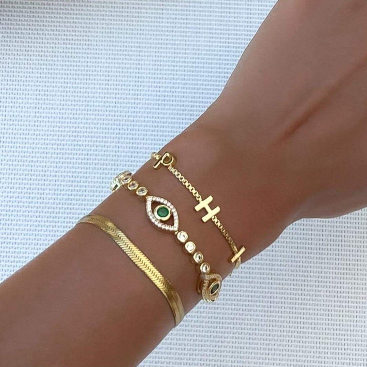 Lila Horus Eye Bracelet | Gold - ISMI JEWELS