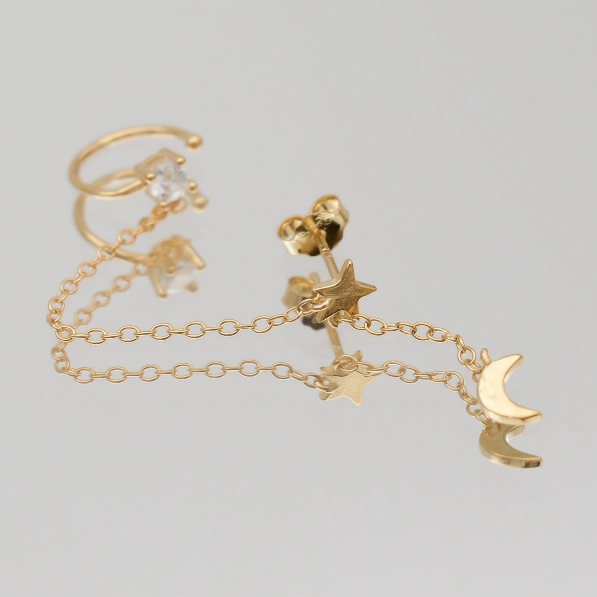 Moon & Star Drop Earring - ISMI JEWELS