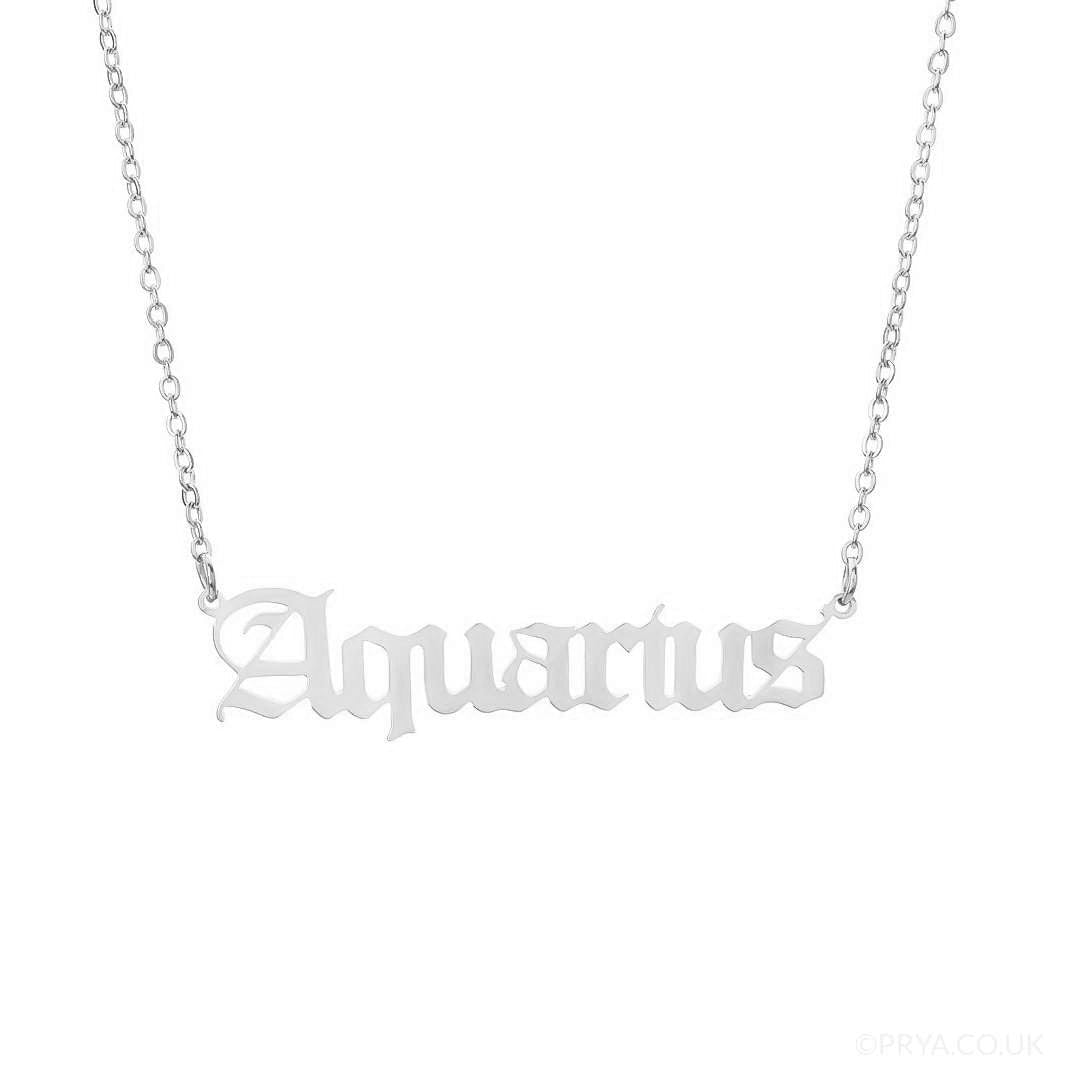 Old English Zodiac Name Necklace - ISMI JEWELS