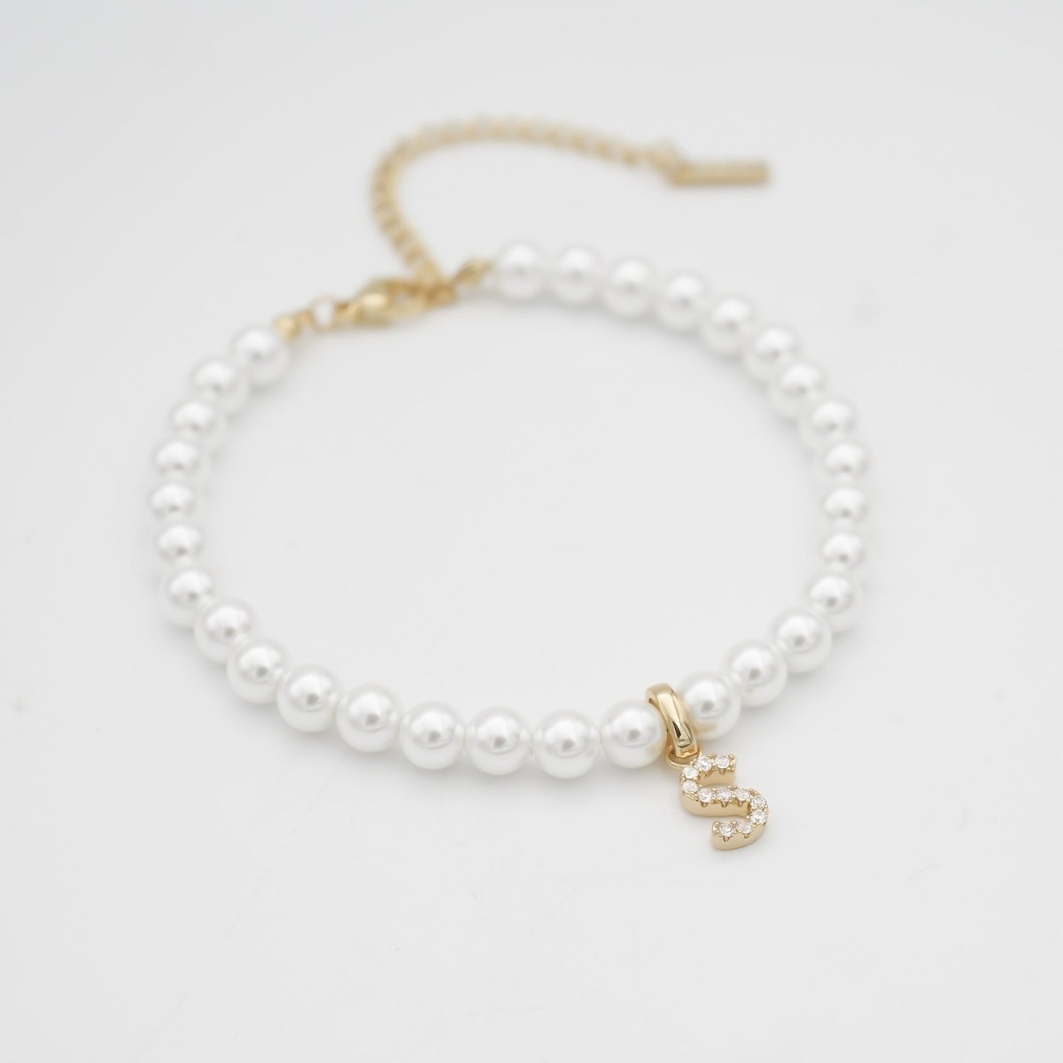 Pave Pearl Initial Anklet - ISMI JEWELS