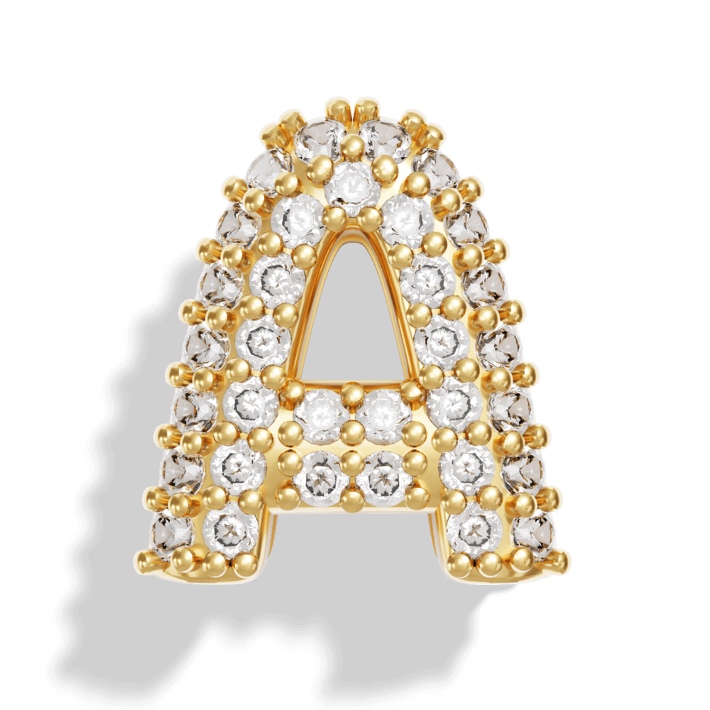 Gold Pave Bubble Letter Charms - Image 3 - ISMI JEWELS
