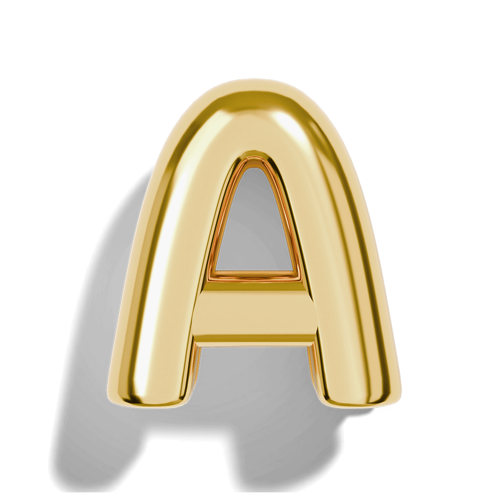 Gold Bubble Letter Charms - Image 3 - ISMI JEWELS