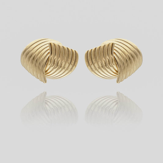 Amaya Fluted Fan Earrings - Image 1 - ISMI JEWELS