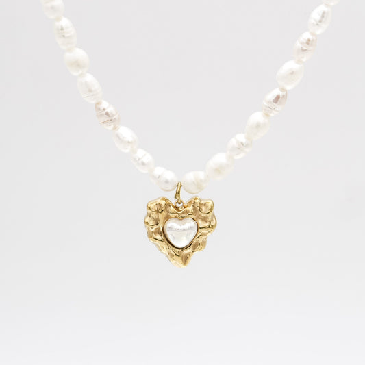 Amber Pearl Heart Necklace - Image 1 - ISMI JEWELS