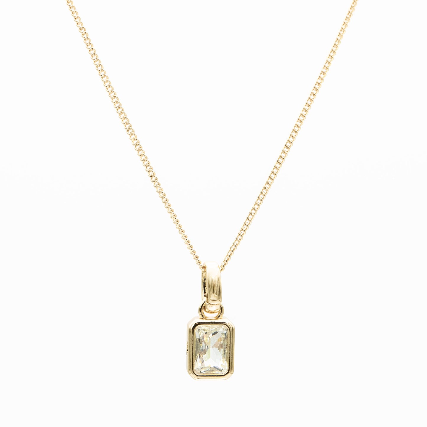 Emerald Cut Birthstone Necklace