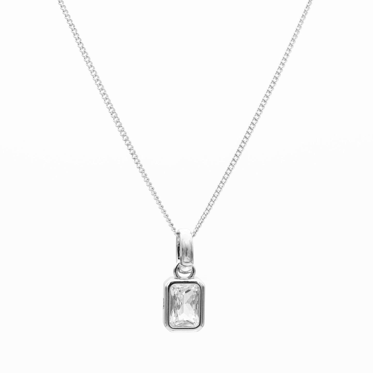 Emerald Cut Birthstone Necklace