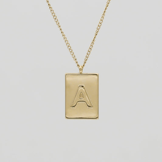 Athena Initial Tablet Necklace - Image 1 - ISMI JEWELS