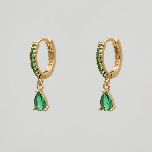 Aurora Gemstone Huggie Earrings - Image 1 - ISMI JEWELS