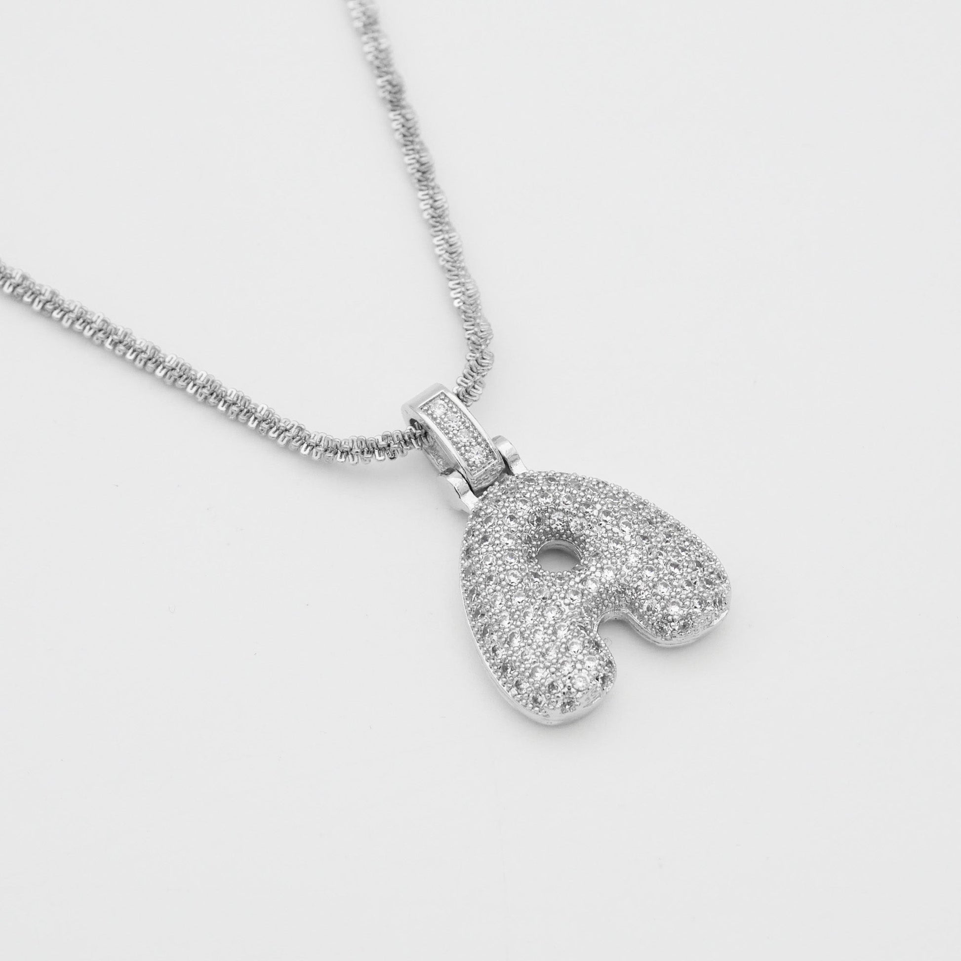Pave Bubble Letter Initial Necklace - Image 9 - ISMI JEWELS