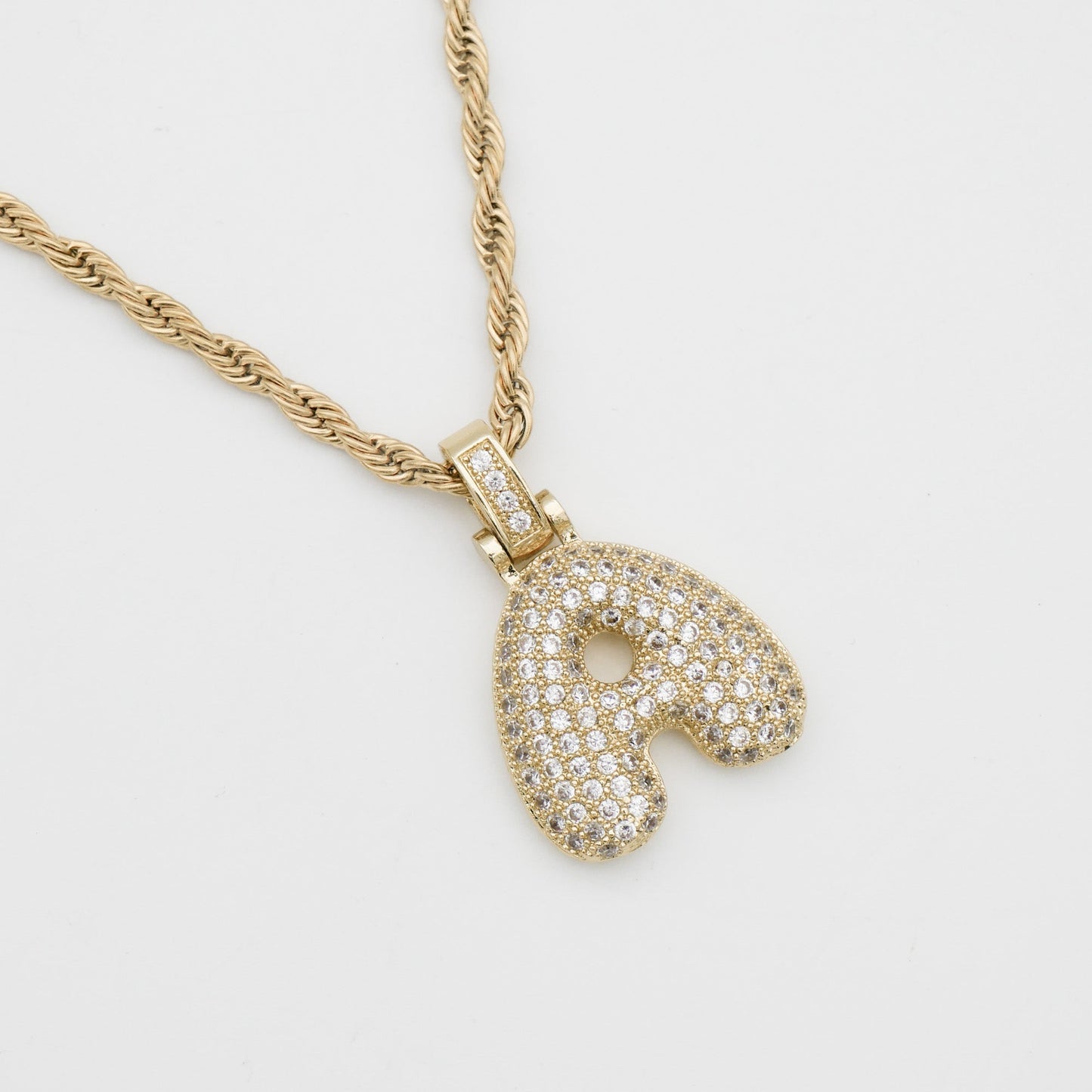 Pave Bubble Letter Initial Necklace - Image 4 - ISMI JEWELS