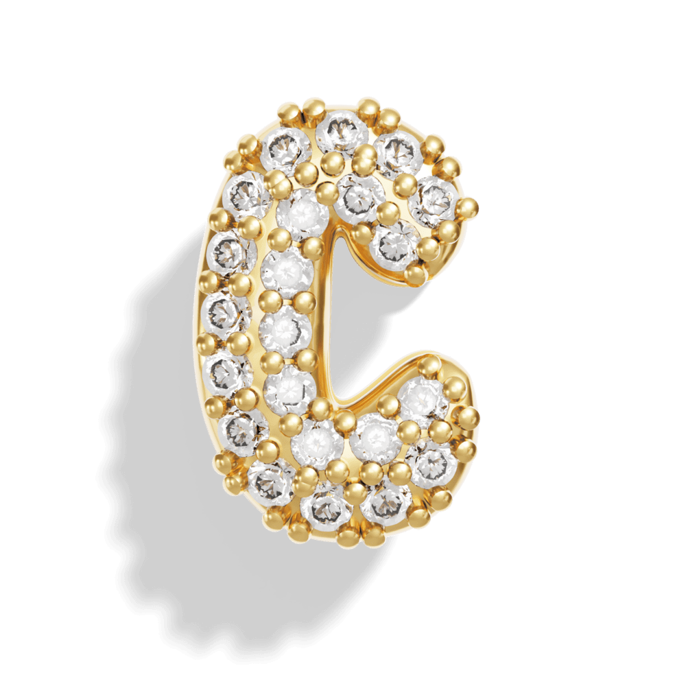 Gold Pave Bubble Letter Charms - Image 5 - ISMI JEWELS