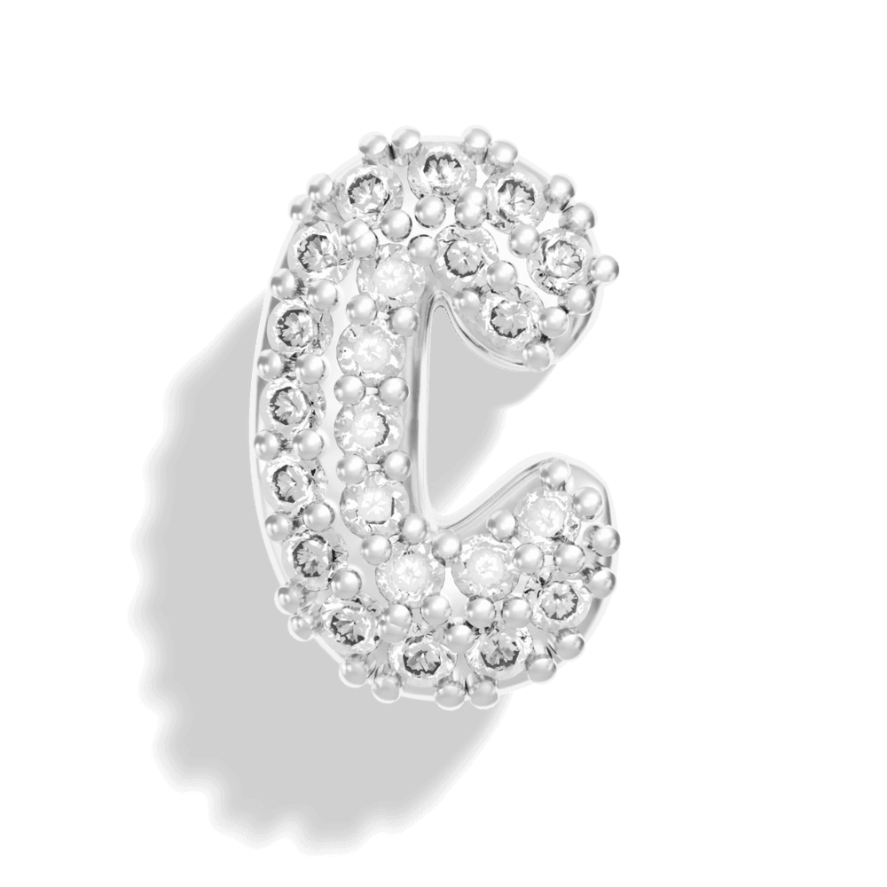 Silver Pave Bubble Letter Charms - Image 5 - ISMI JEWELS