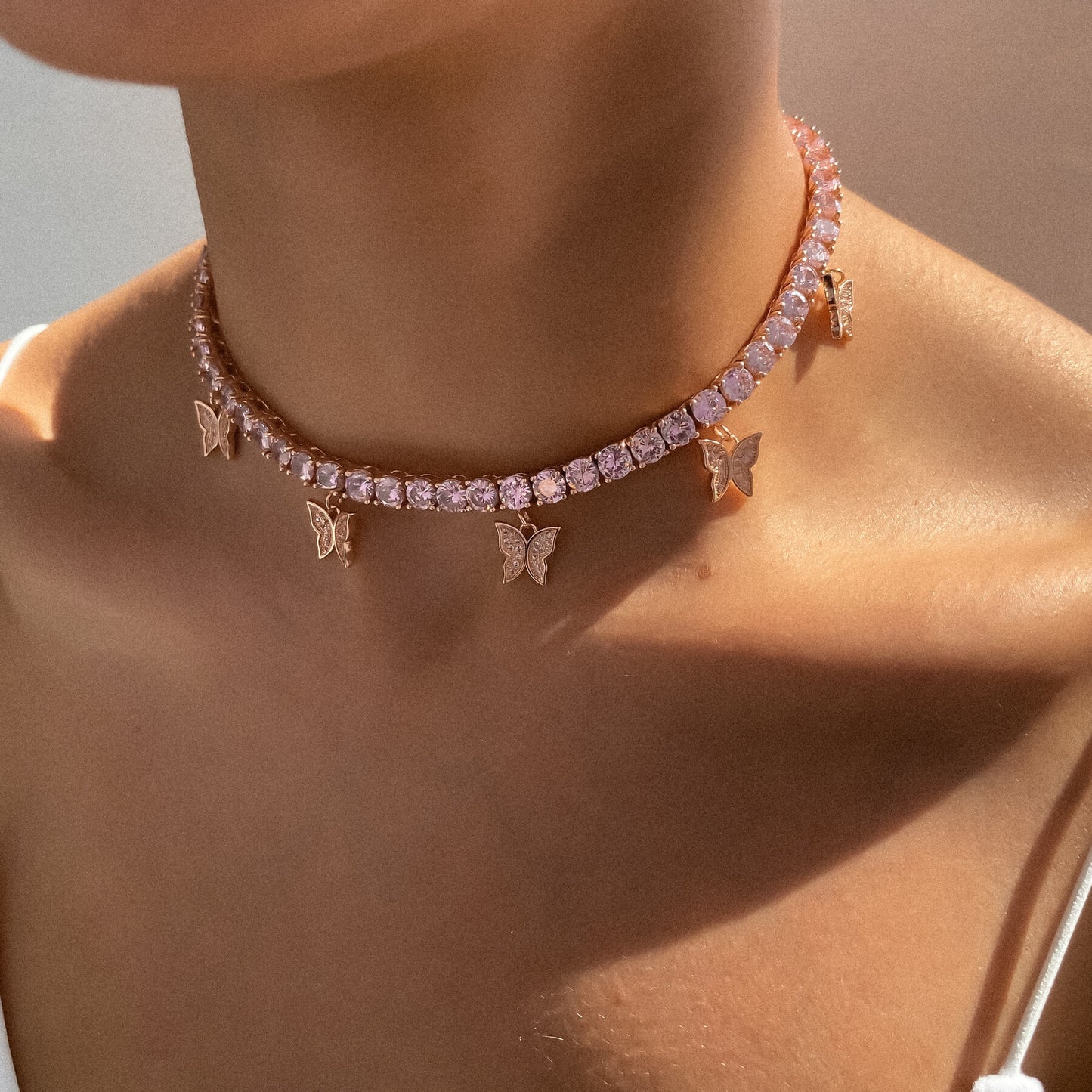 Butterfly Tennis Choker (Pink CZ) | ISMI™