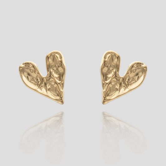 Cari Hammered Heart Earrings - Image 1 - ISMI JEWELS
