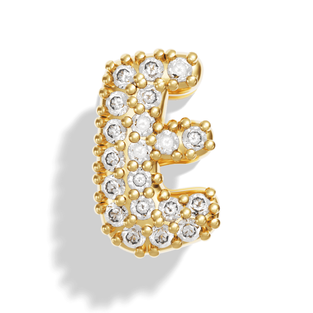 Gold Pave Bubble Letter Charms - Image 7 - ISMI JEWELS