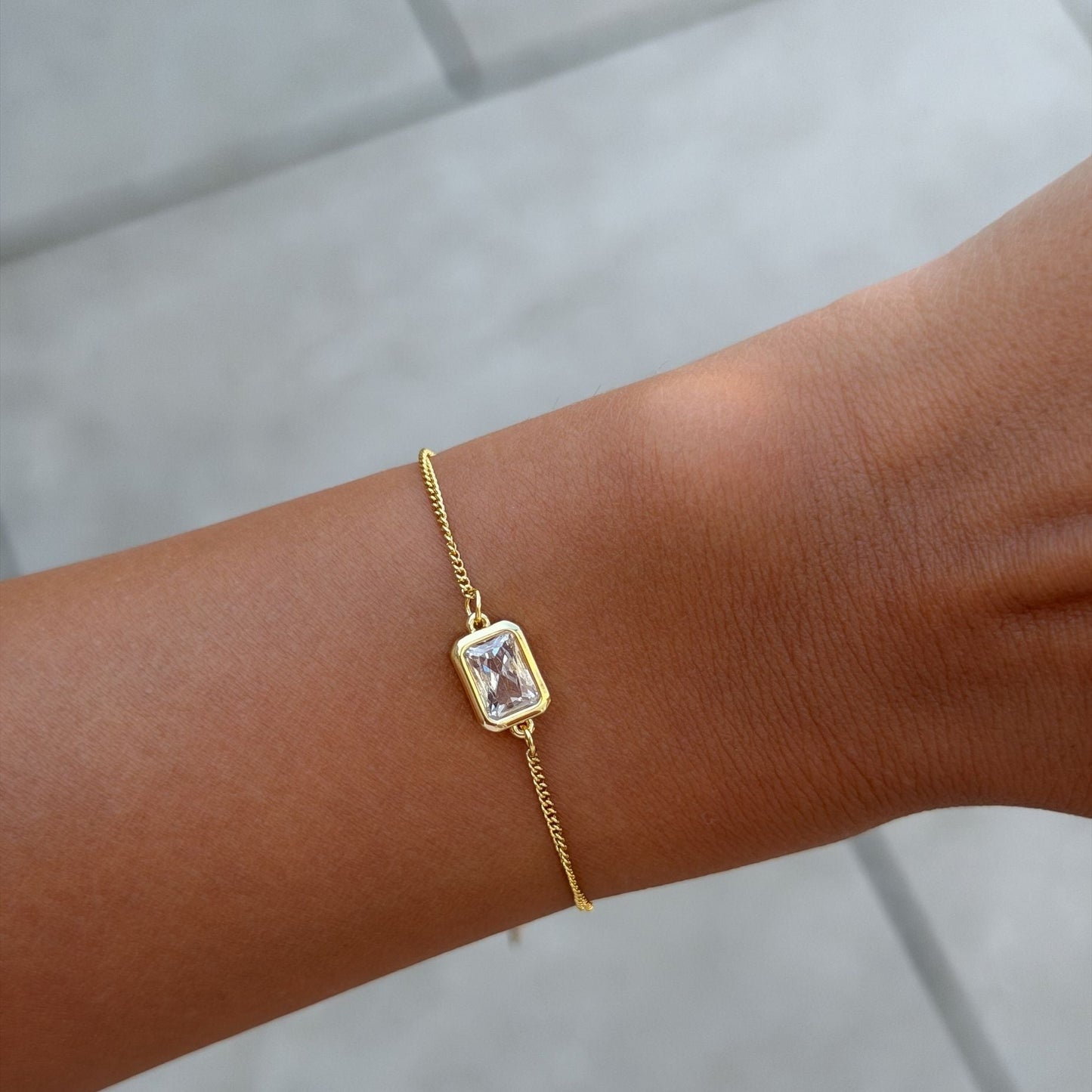 Emerald Cut Birthstone Bracelet