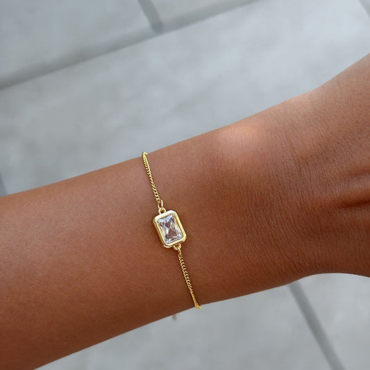 Emerald Cut Birthstone Bracelet