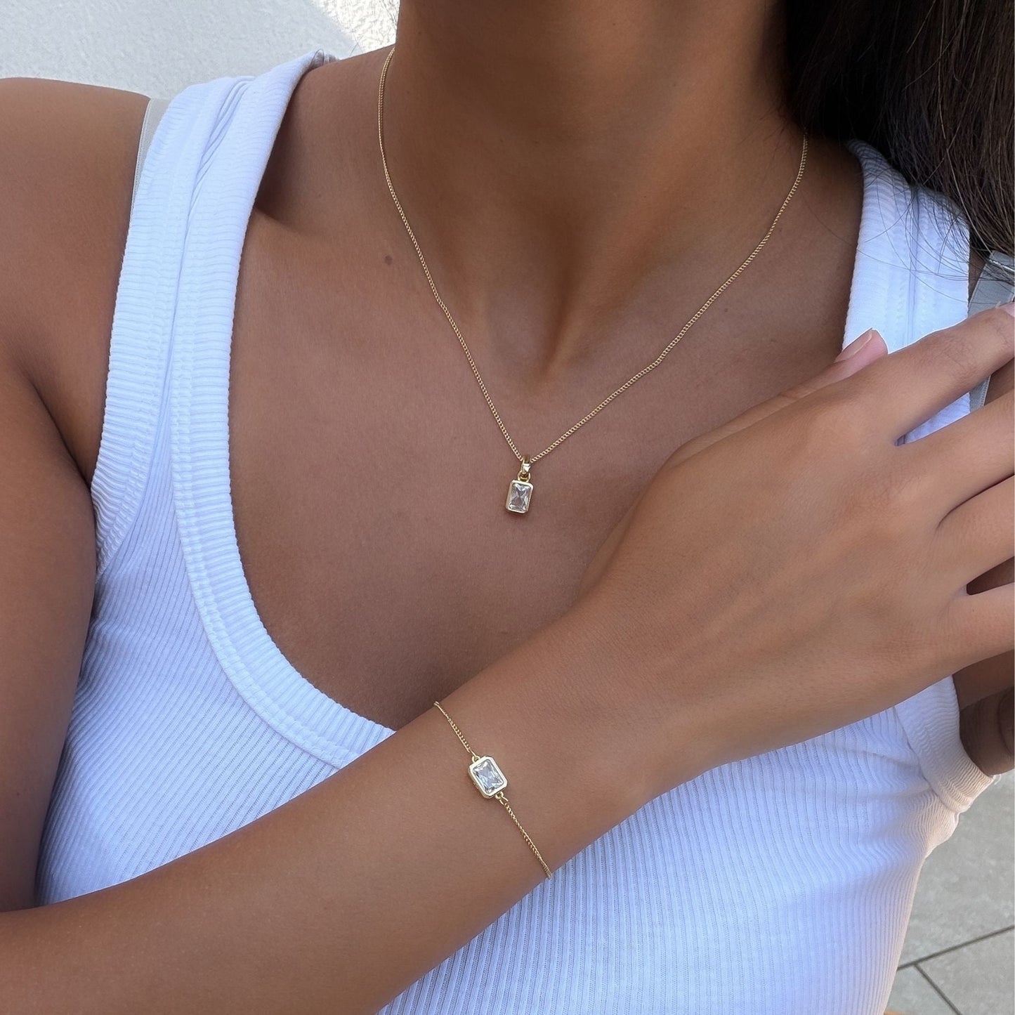 Emerald Cut Birthstone Bracelet