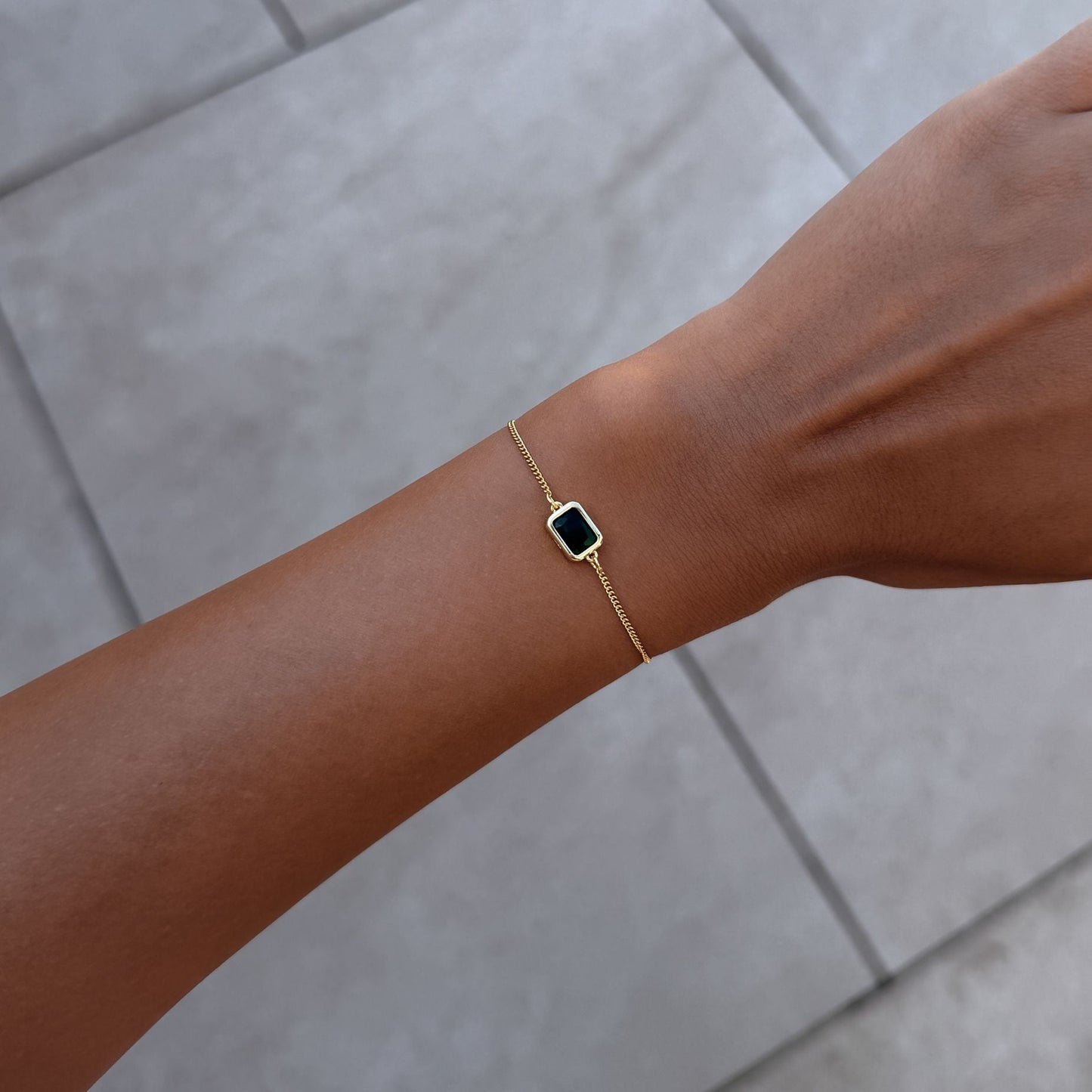 Emerald Cut Birthstone Bracelet