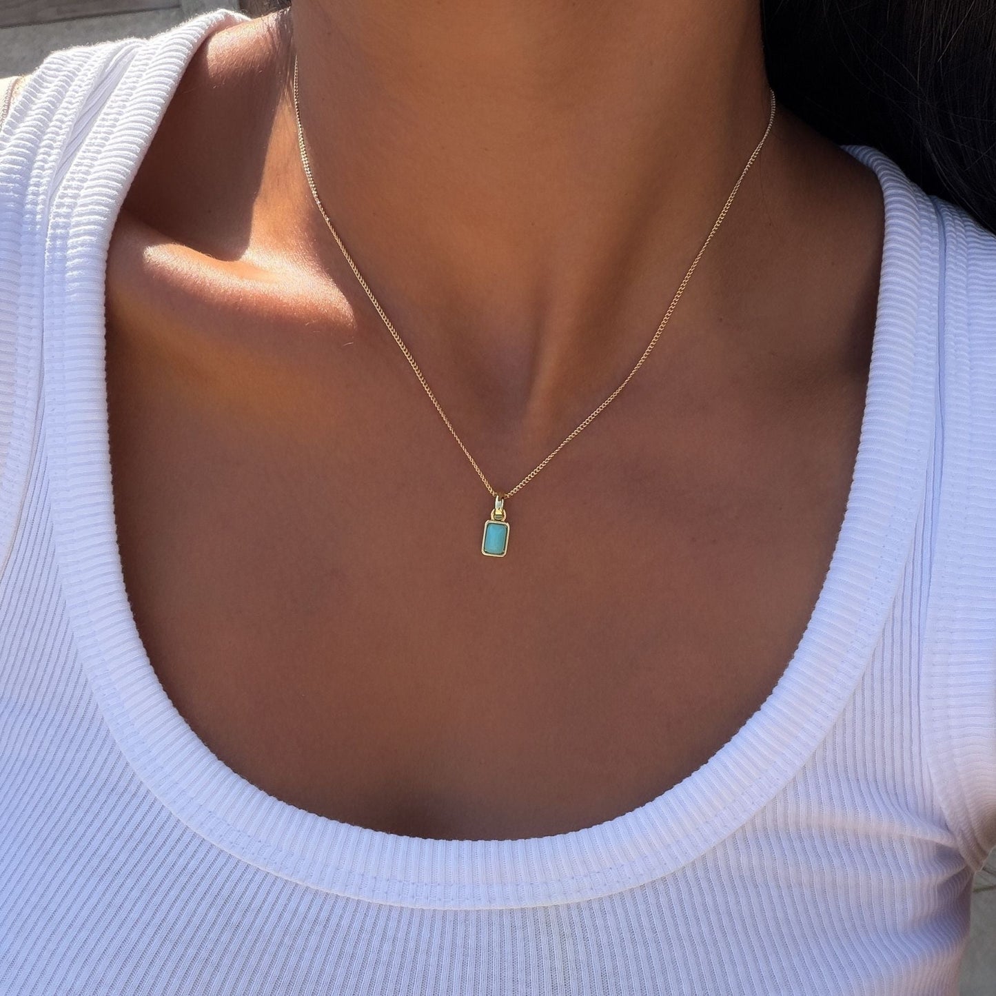 Emerald Cut Birthstone Necklace