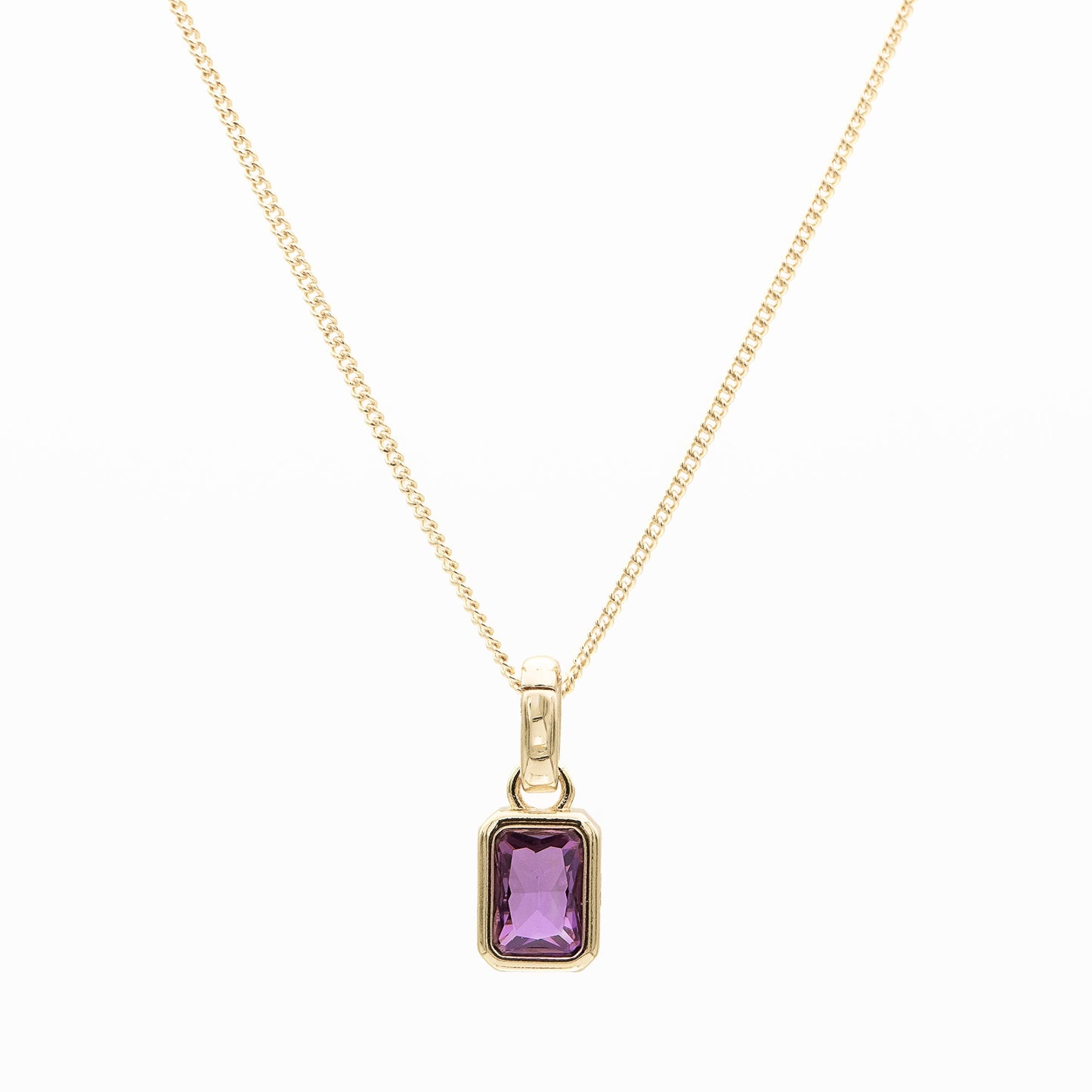 Emerald Cut Birthstone Necklace