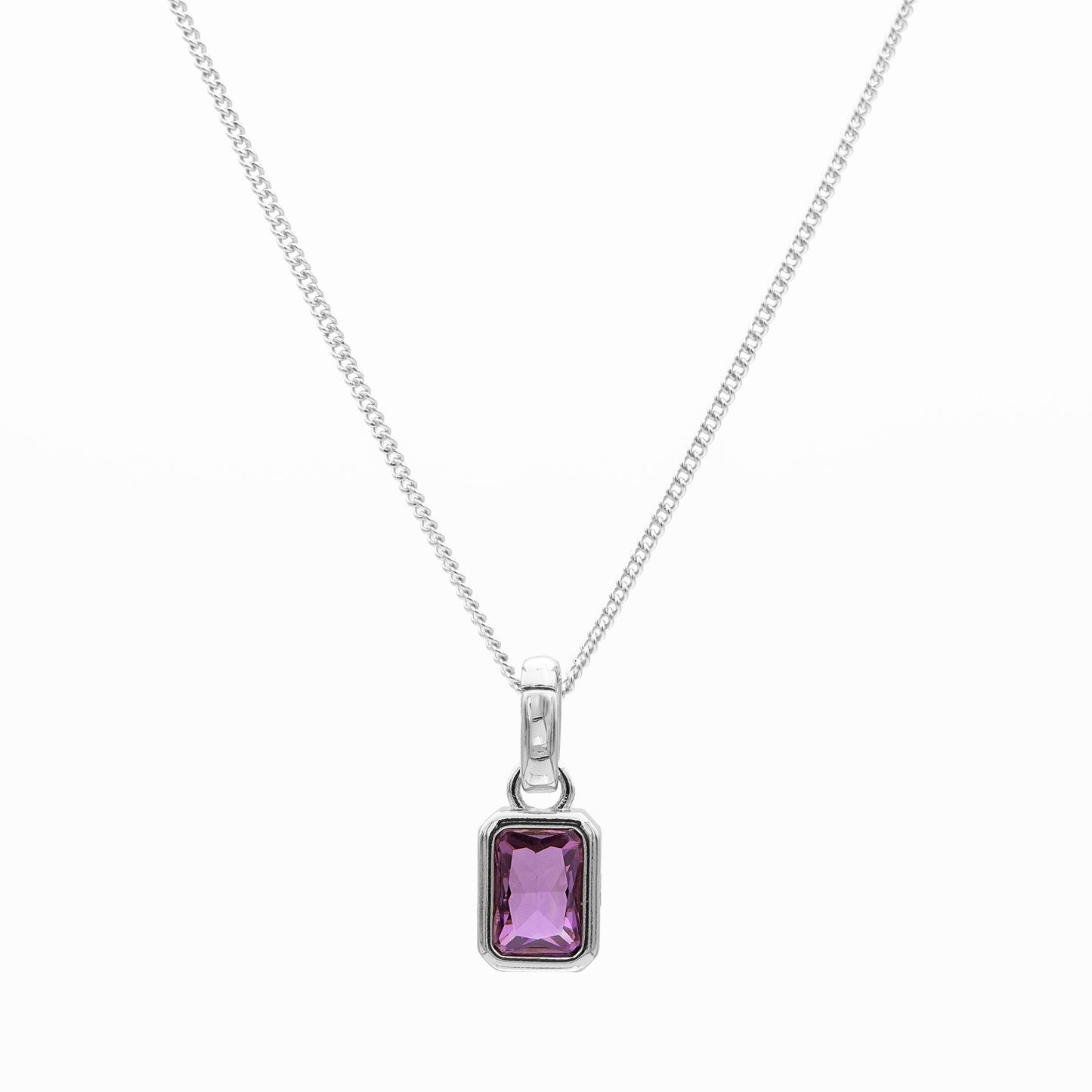 Emerald Cut Birthstone Necklace