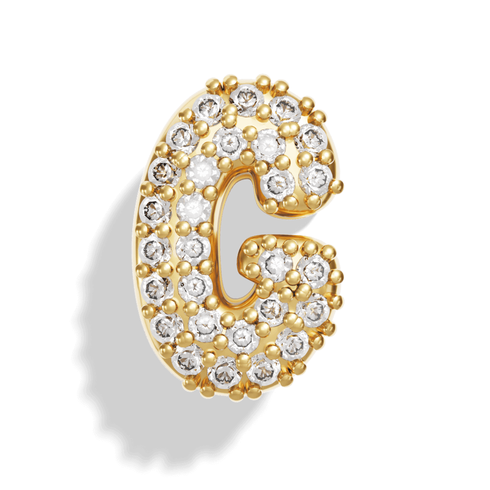 Gold Pave Bubble Letter Charms - Image 9 - ISMI JEWELS