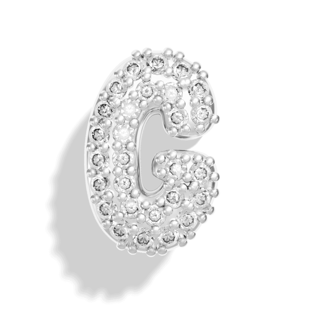 Silver Pave Bubble Letter Charms - Image 9 - ISMI JEWELS