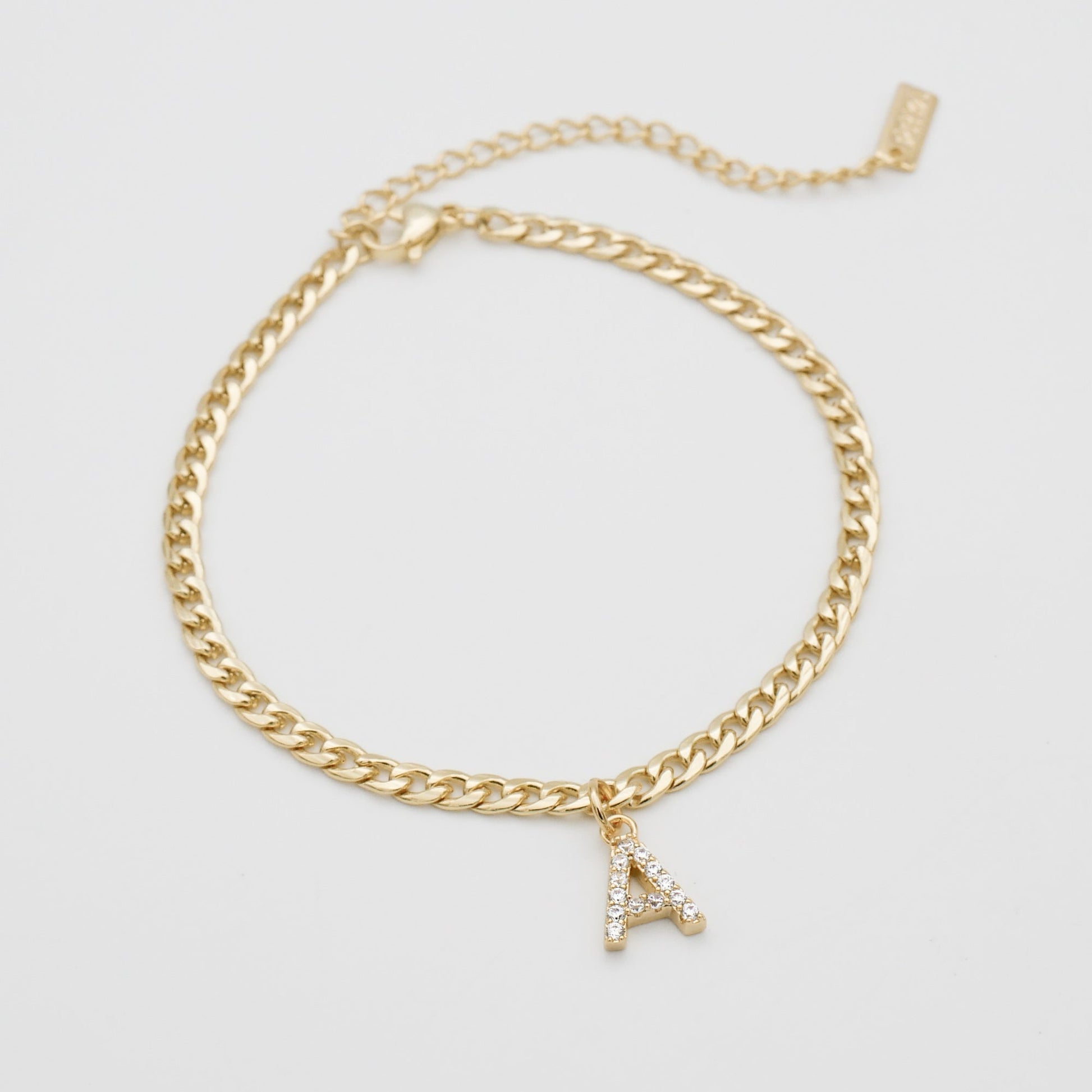 Pave Initial Anklet | Cuban - Image 1 - ISMI JEWELS