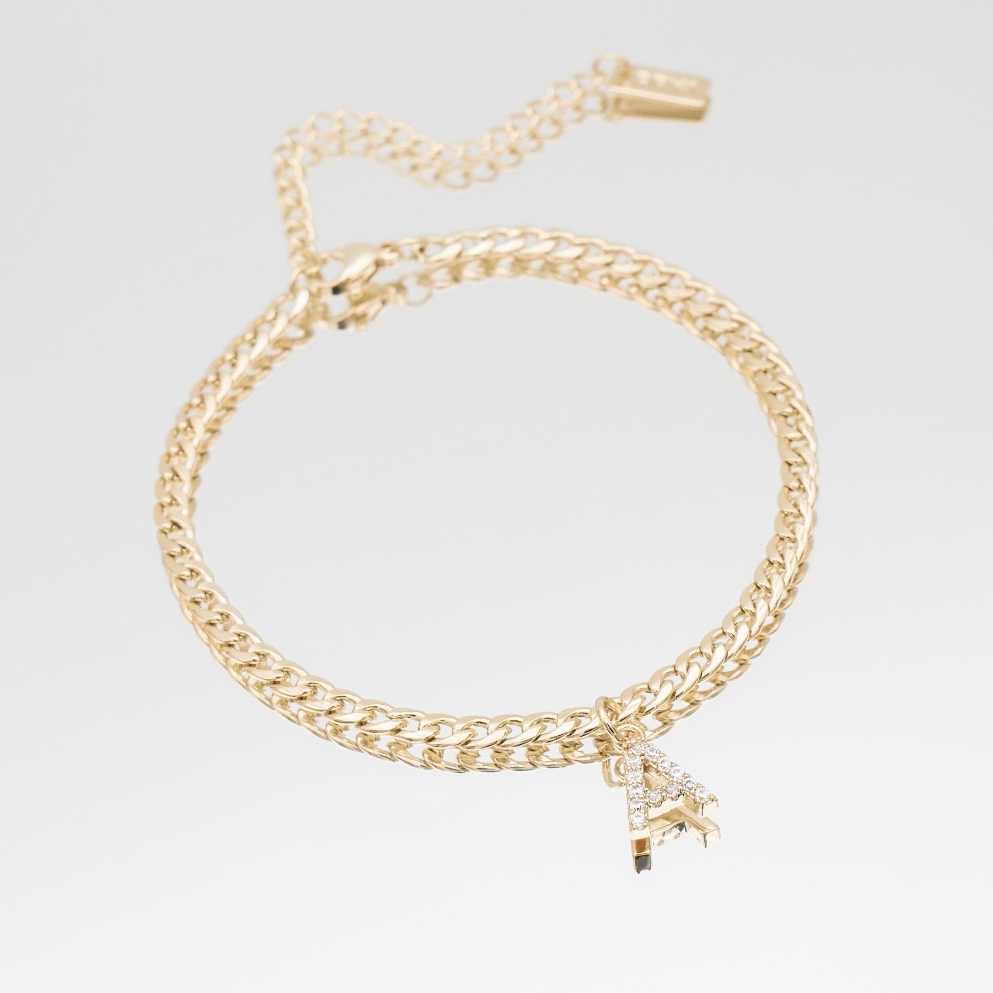 Pave Initial Anklet | Cuban - Image 4 - ISMI JEWELS