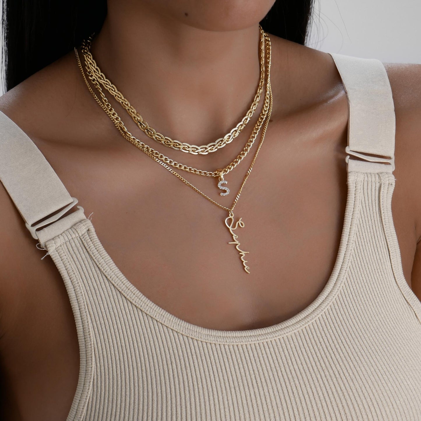 Pave Initial Necklace | Cuban - Image 6 - ISMI JEWELS