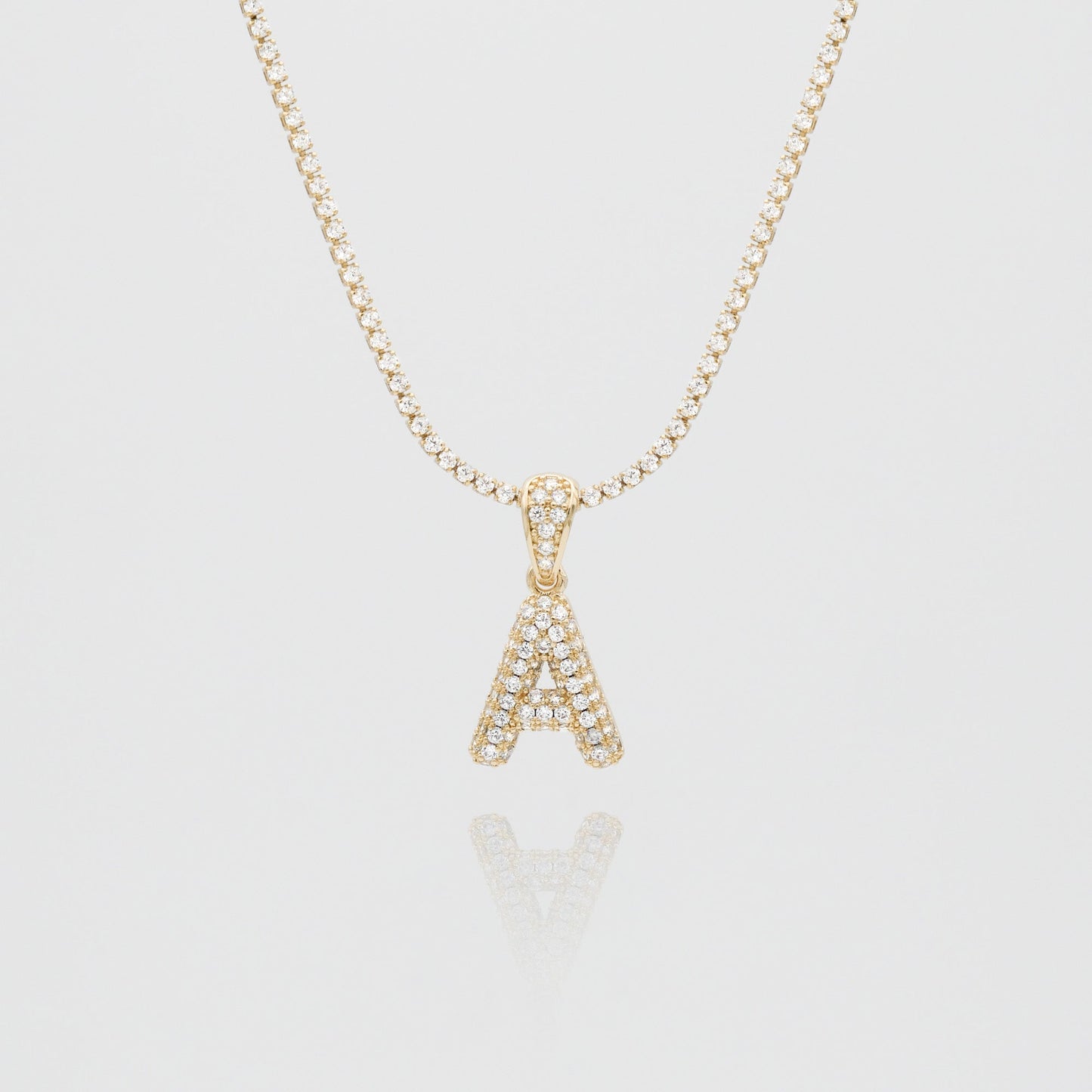 Pave Mini Bubble Initial Necklace - Image 4 - ISMI JEWELS