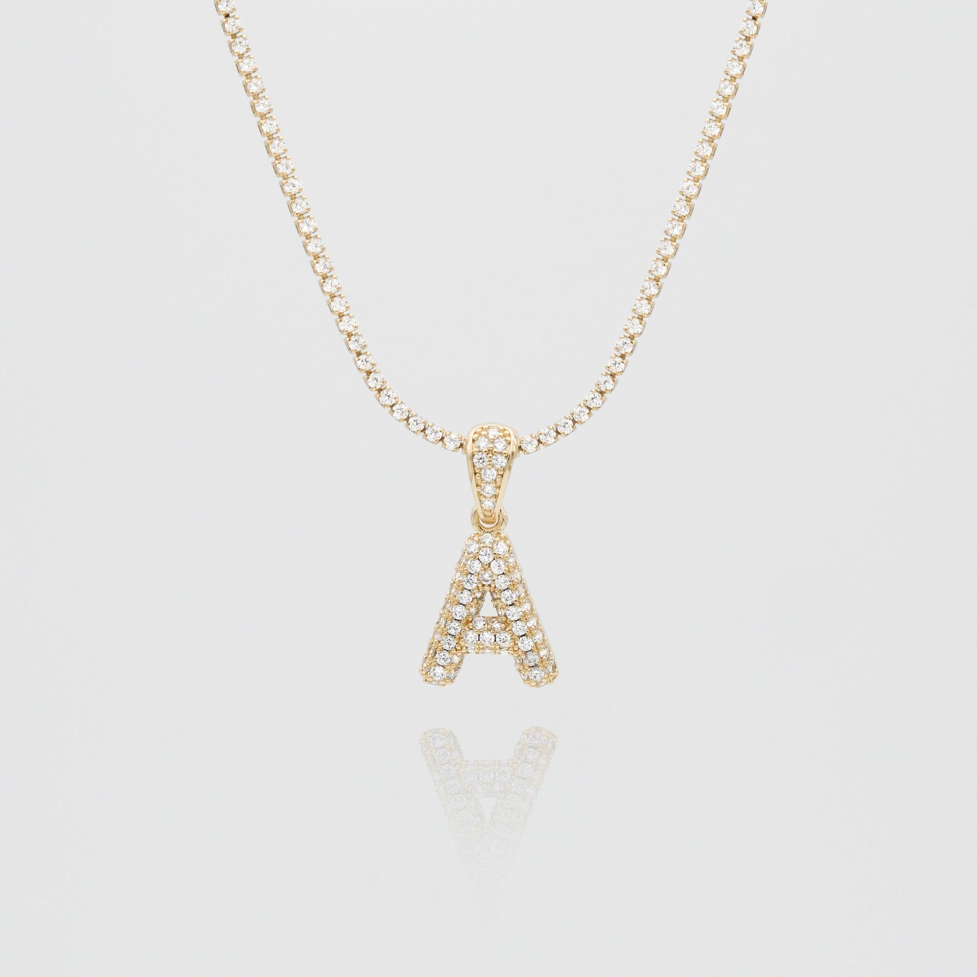Pave Mini Bubble Initial Necklace - Image 4 - ISMI JEWELS