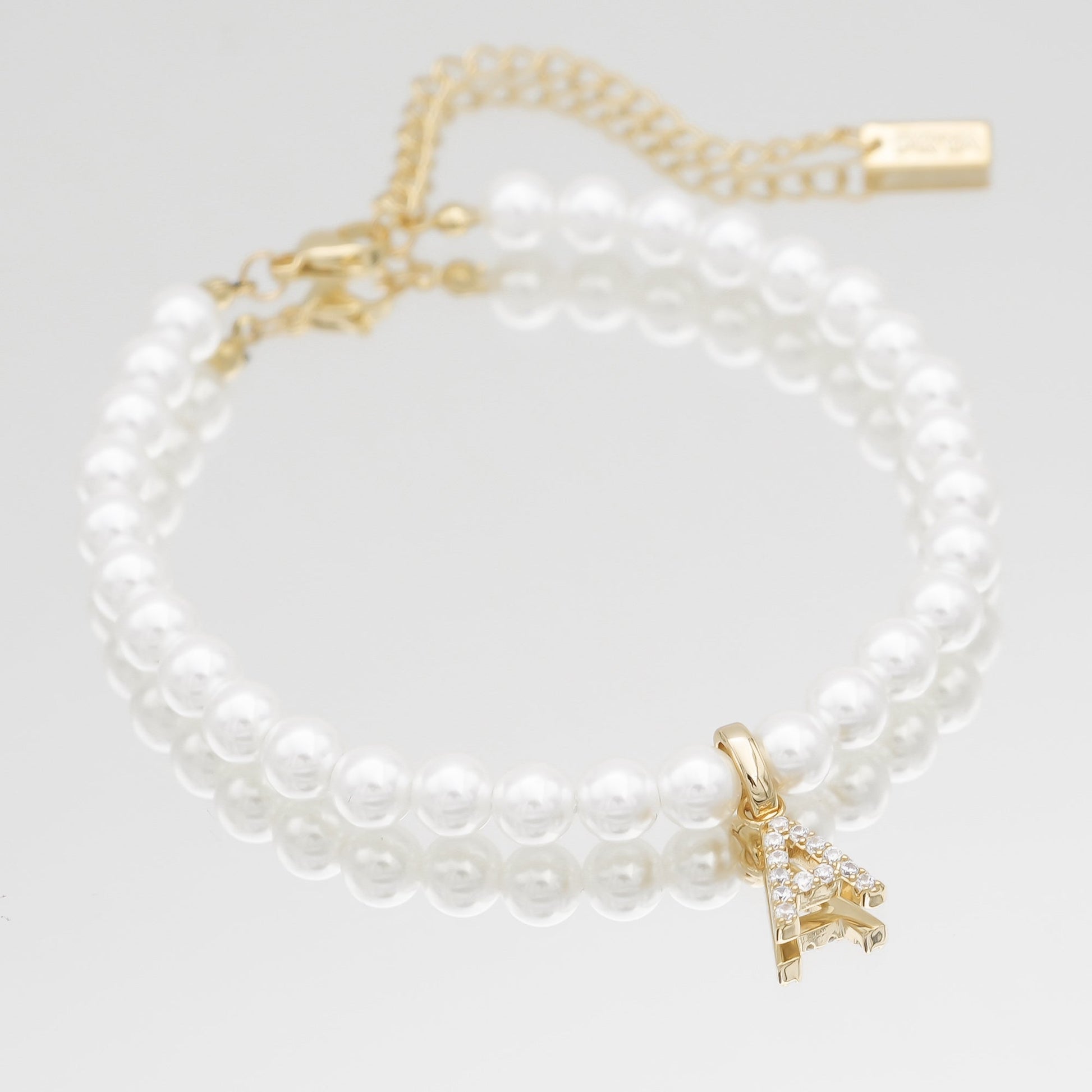 Pave Pearl Initial Bracelet - Image 2 - ISMI JEWELS