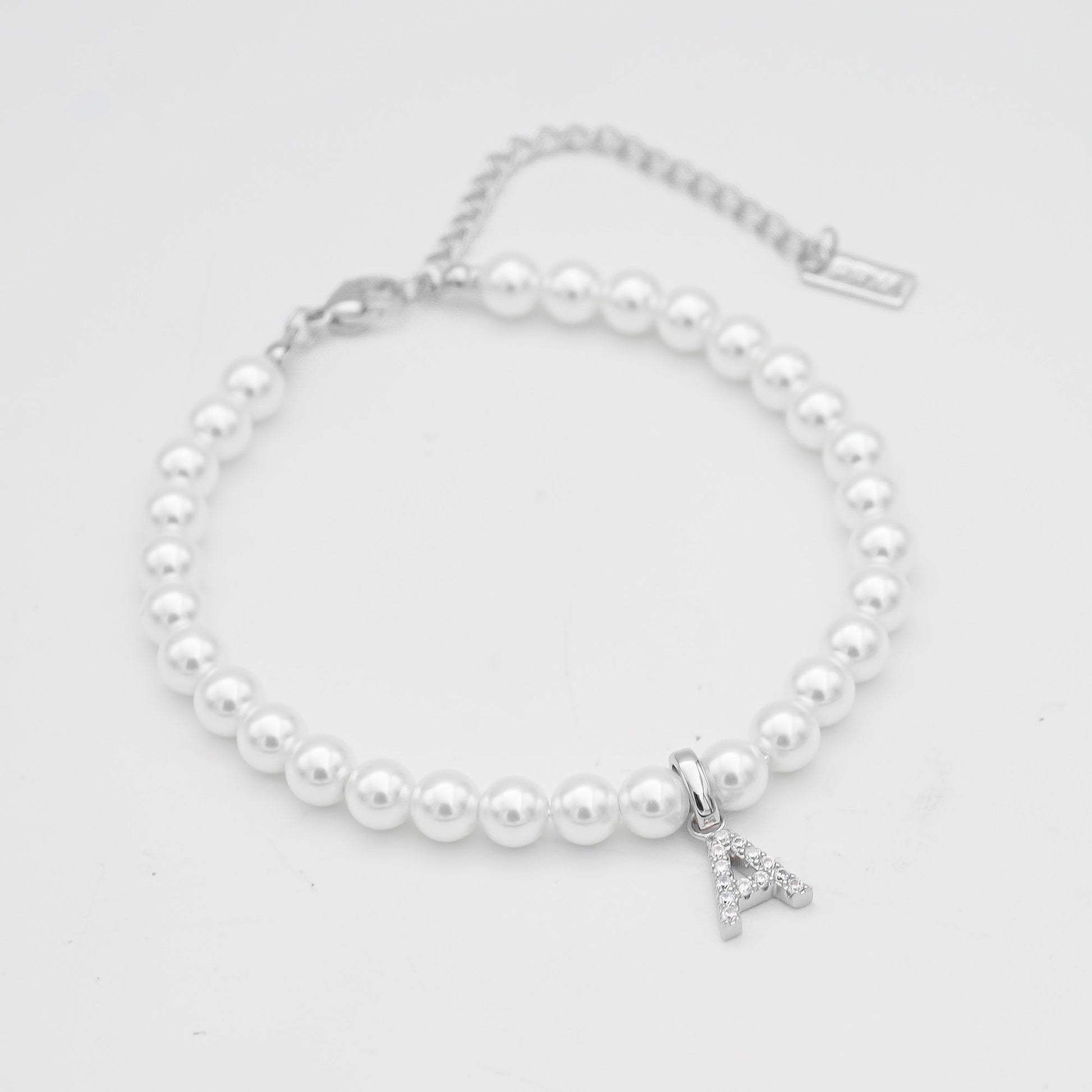 Pave Pearl Initial Anklet - Image 3 - ISMI JEWELS