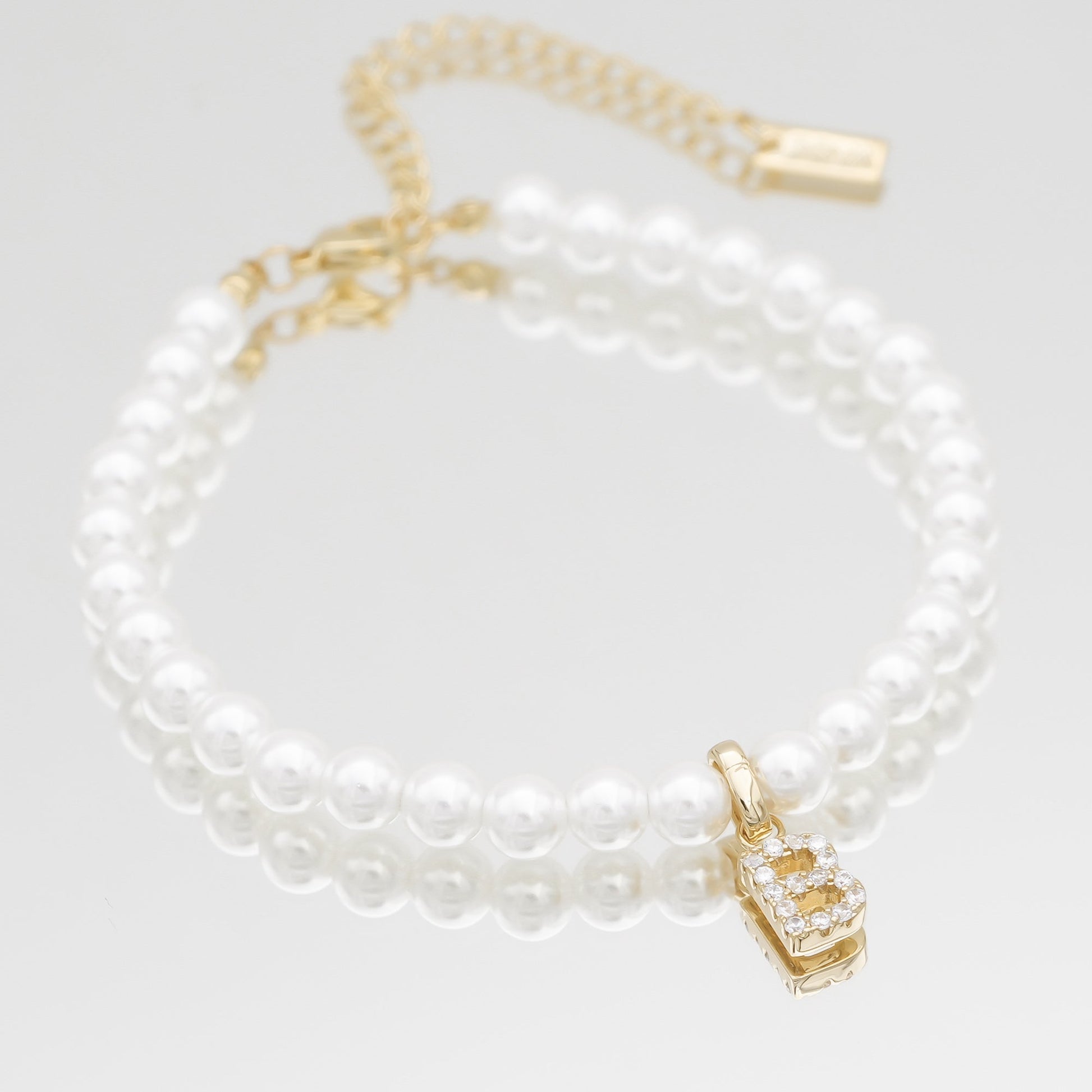 Pave Pearl Initial Anklet - Image 8 - ISMI JEWELS