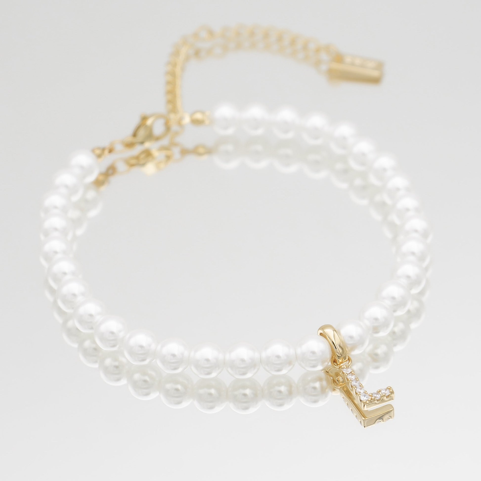 Pave Pearl Initial Bracelet - Image 22 - ISMI JEWELS
