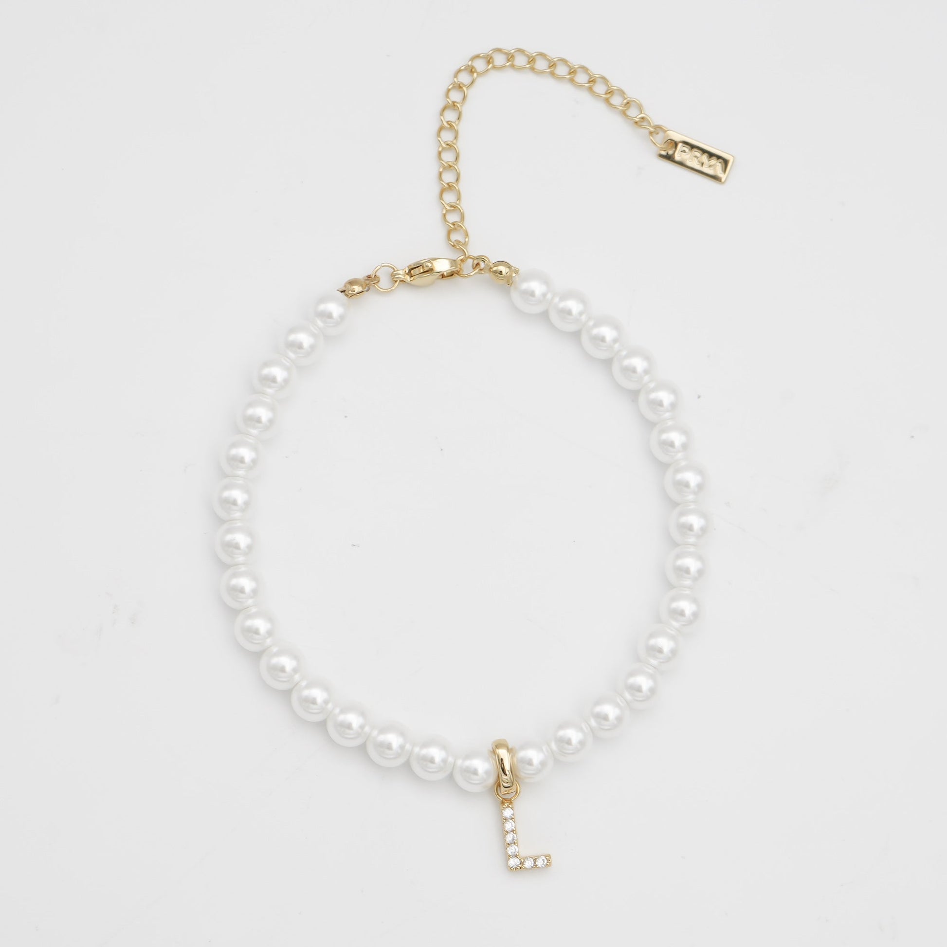 Pave Pearl Initial Anklet - Image 60 - ISMI JEWELS