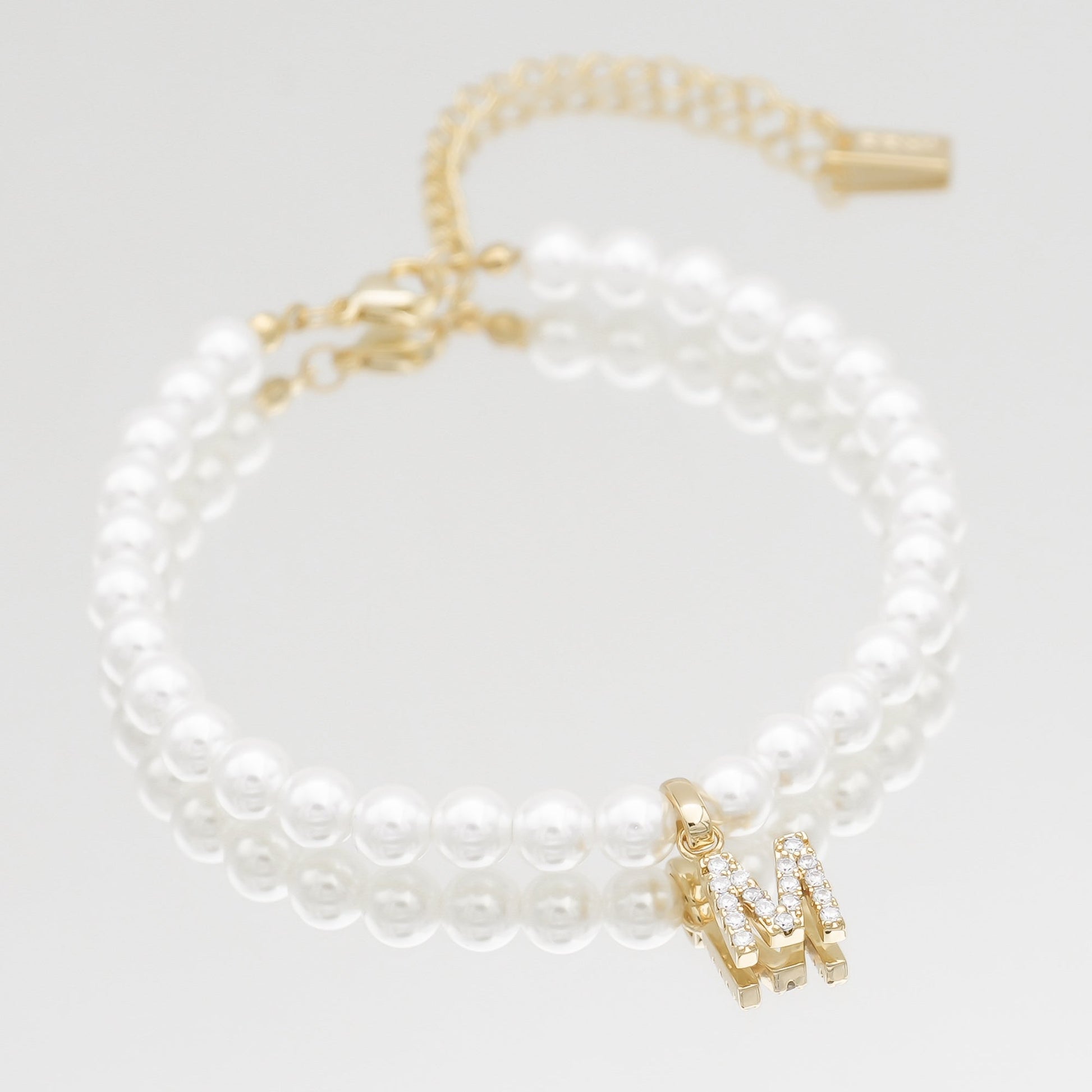 Pave Pearl Initial Bracelet - Image 24 - ISMI JEWELS