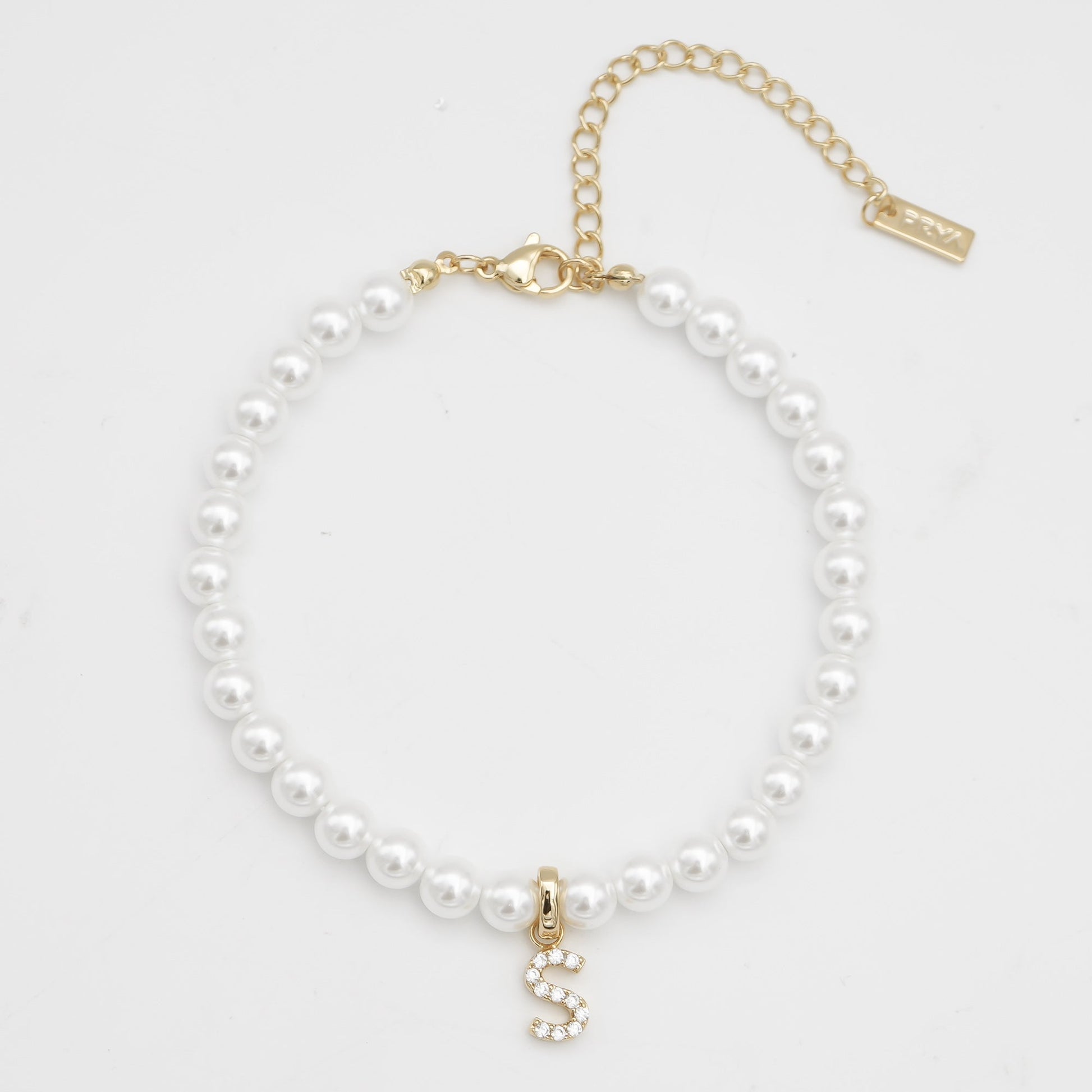 Pave Pearl Initial Anklet - Image 62 - ISMI JEWELS