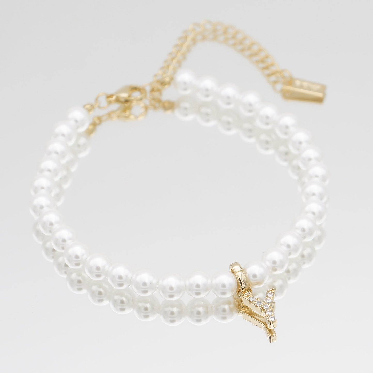 Pave Pearl Initial Bracelet - Image 48 - ISMI JEWELS