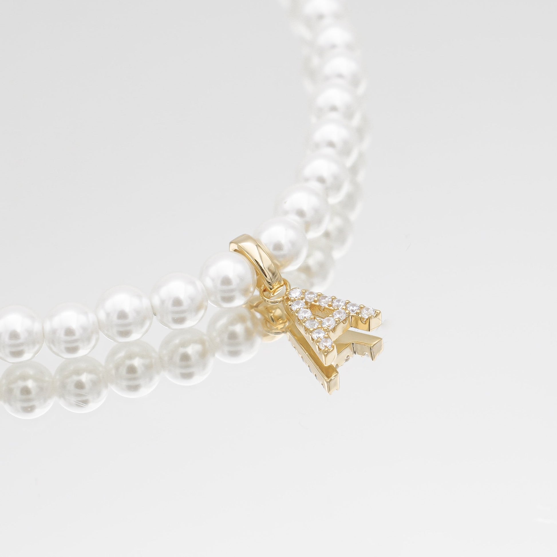 Pave Pearl Initial Necklace - Image 5 - ISMI JEWELS