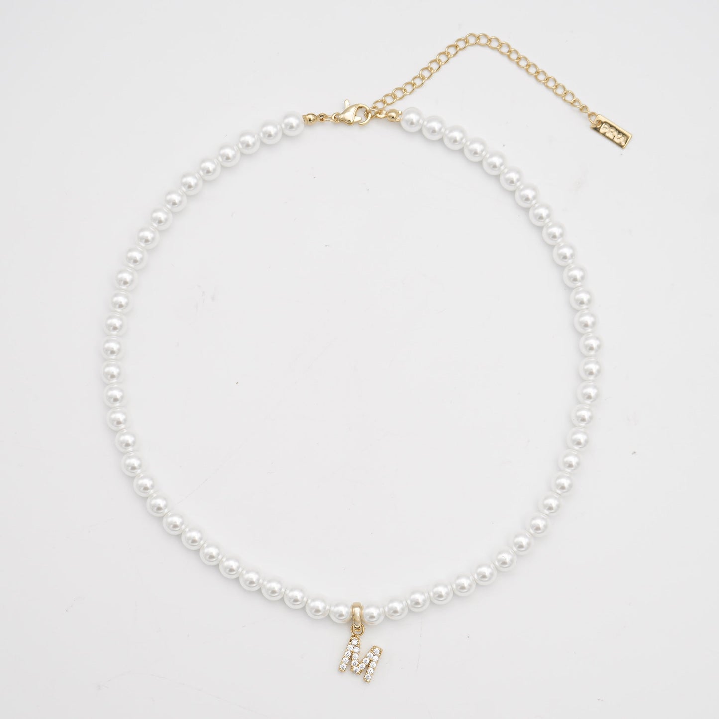 Pave Pearl Initial Necklace - Image 4 - ISMI JEWELS