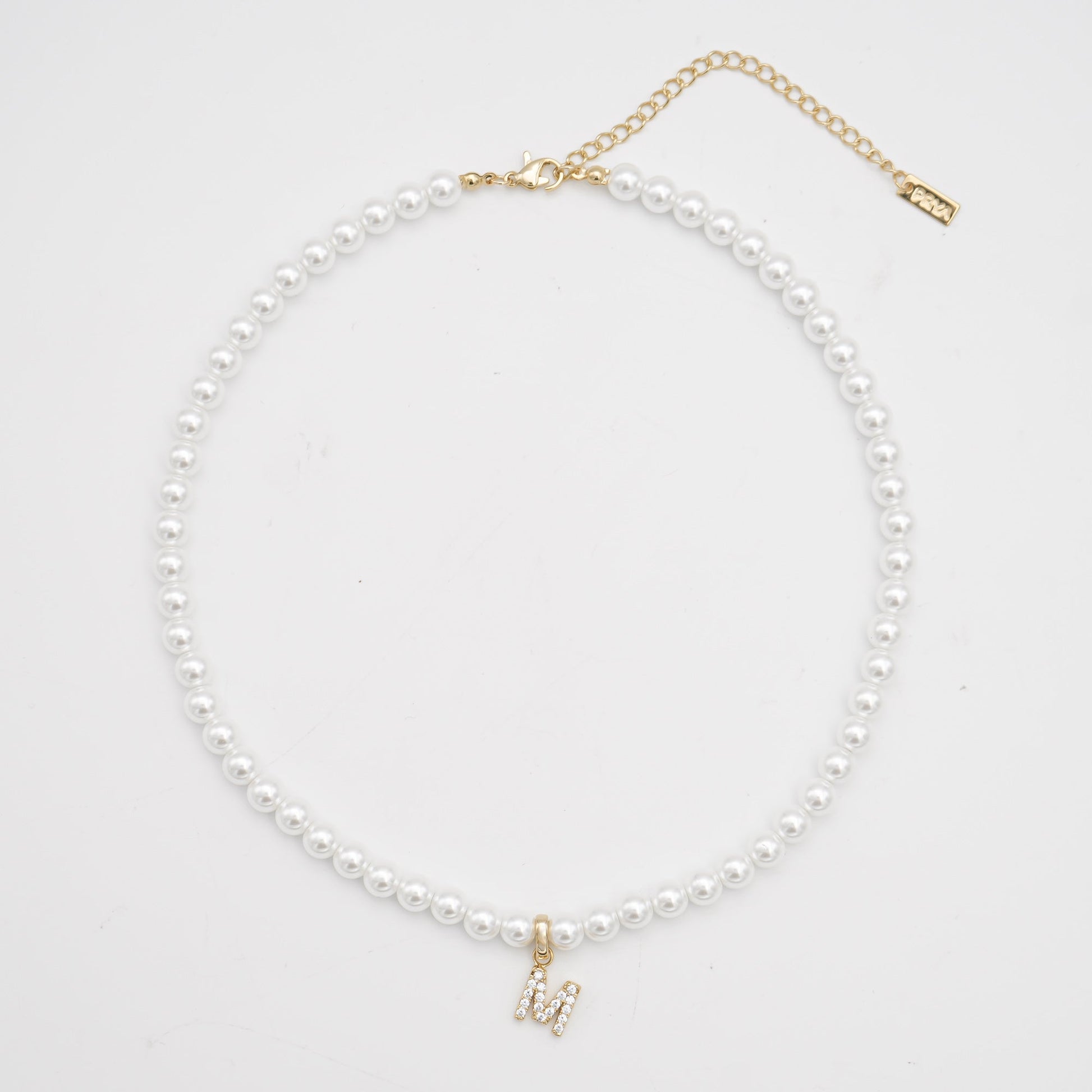 Pave Pearl Initial Necklace - Image 4 - ISMI JEWELS