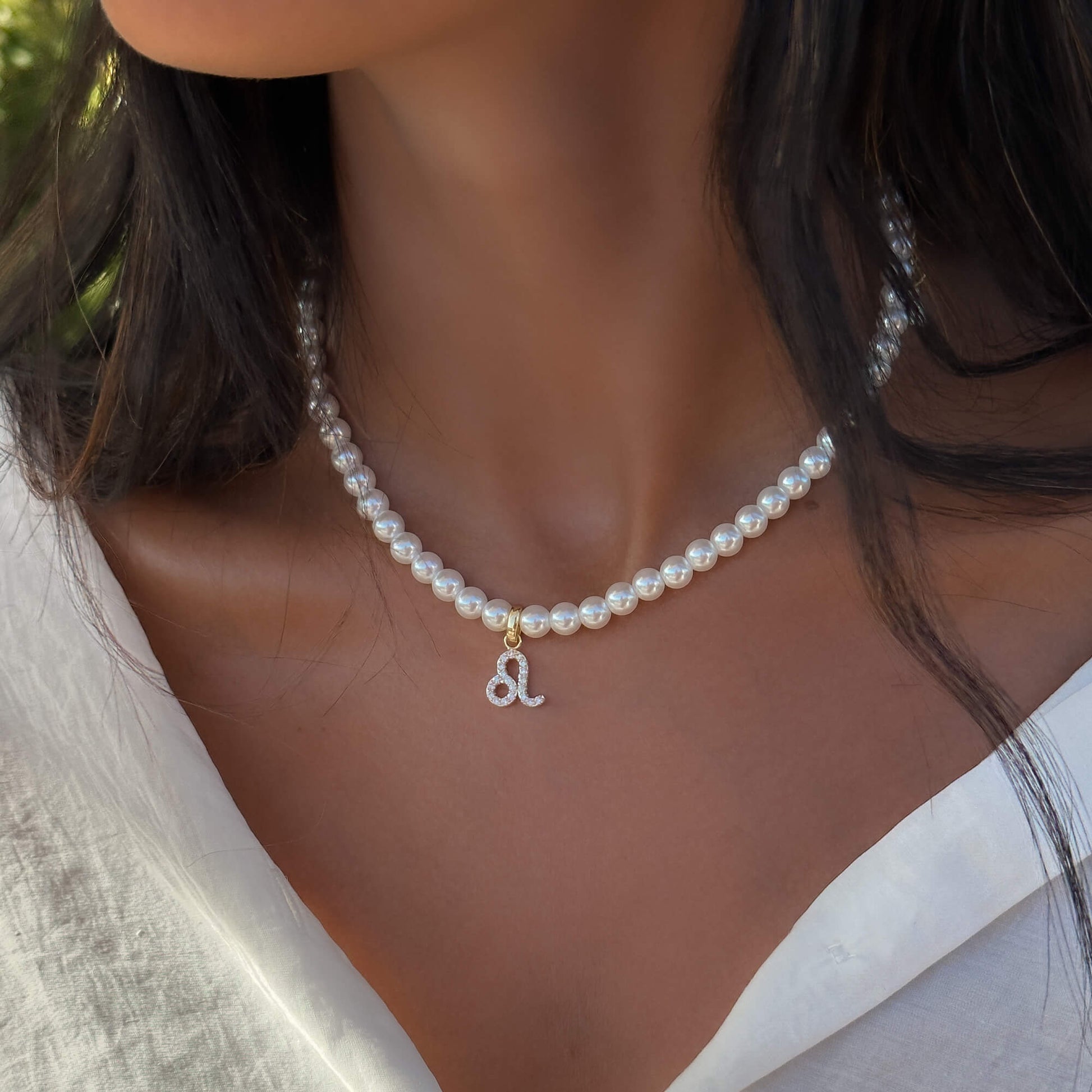 Pave Pearl Zodiac Necklace - Image 2 - ISMI JEWELS