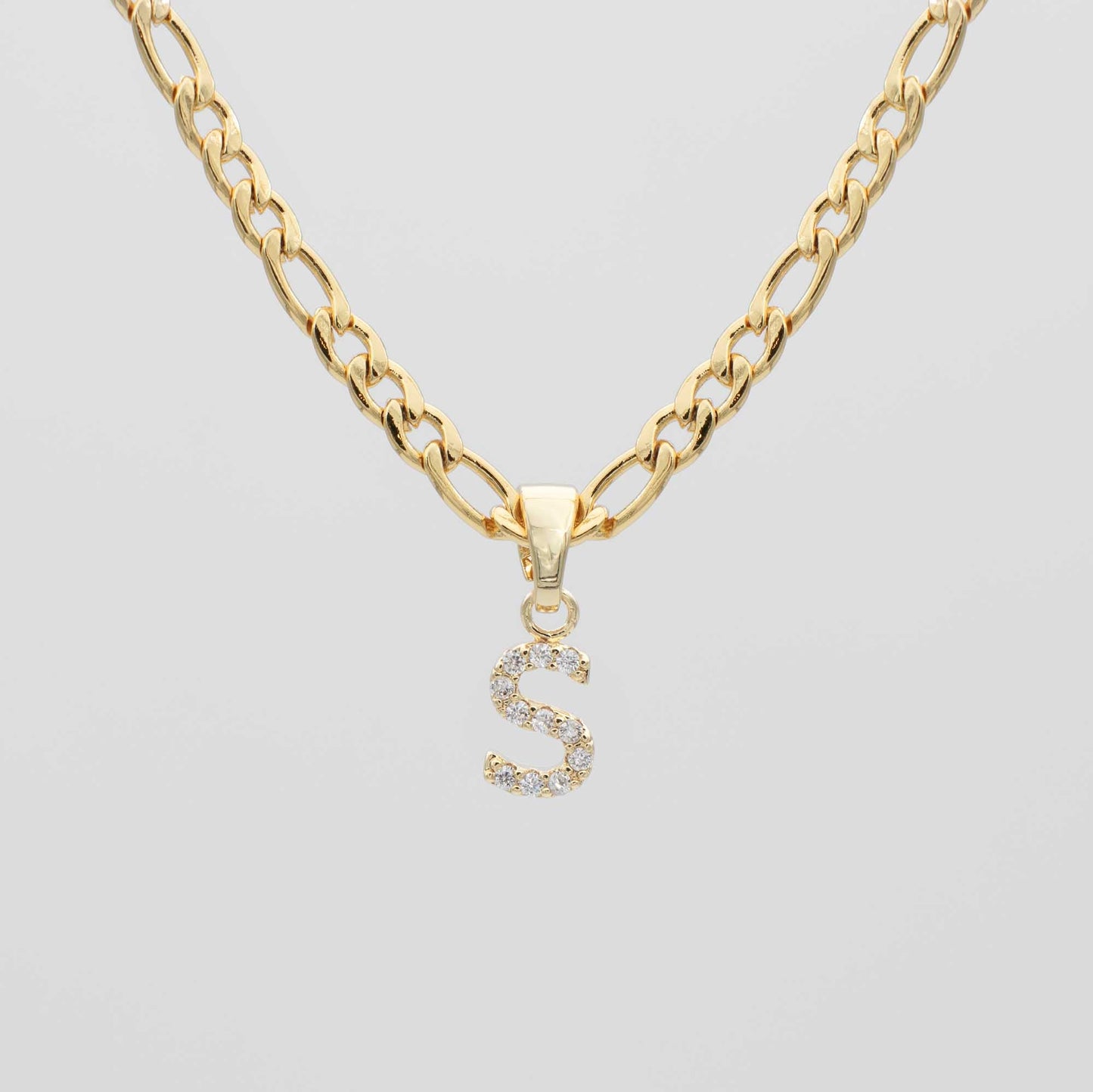 Pave Initial Necklace | Figaro - Image 17 - ISMI JEWELS