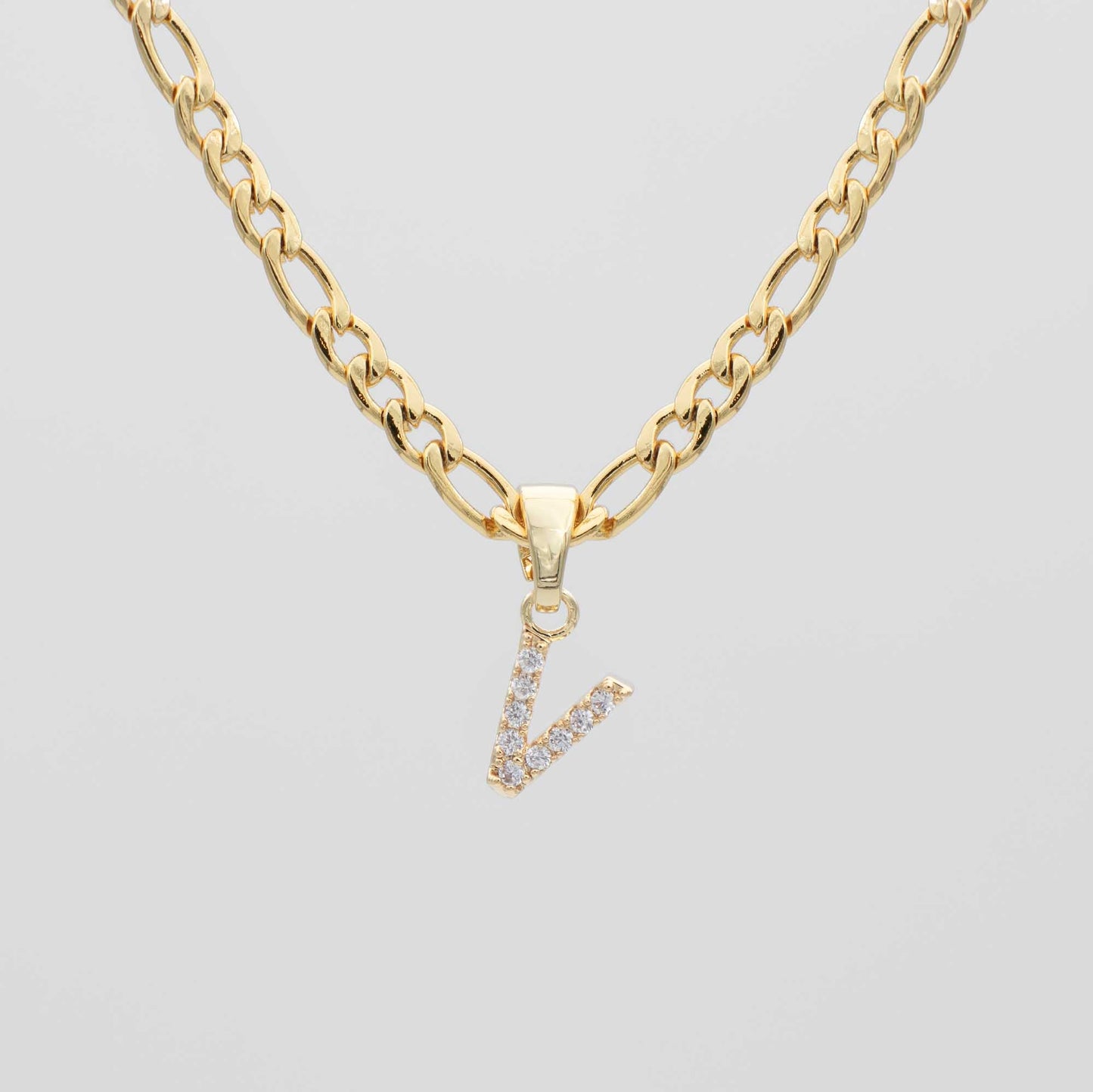 Pave Initial Necklace | Figaro - Image 19 - ISMI JEWELS